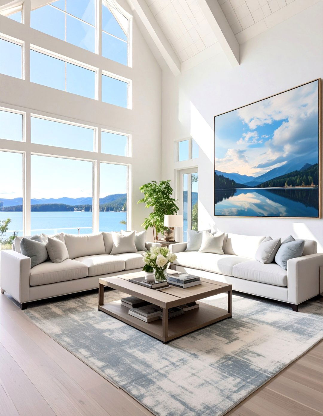 Coastal wall art living room - 30 living room lake house furniture ideas