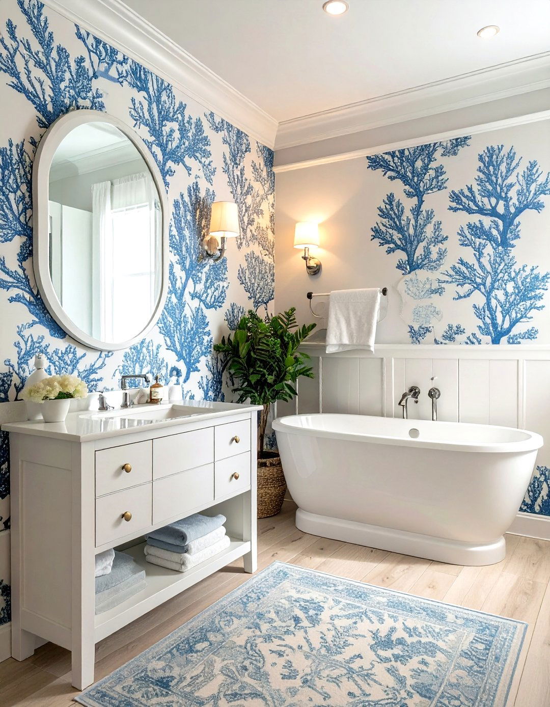 Coastal wallpaper - 30 Cape Cod bathroom ideas