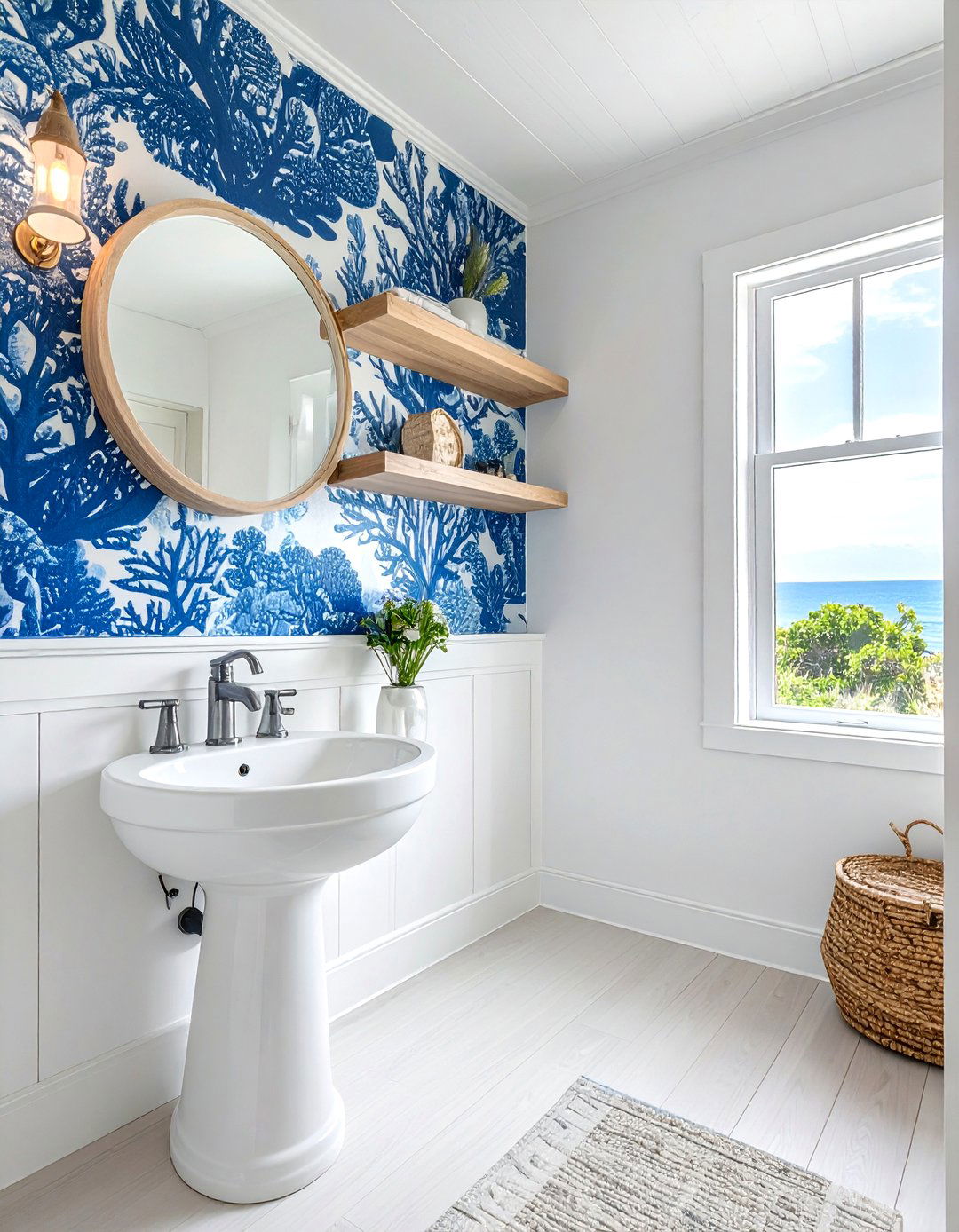 Coastal wallpaper - 30 beach house bathroom ideas