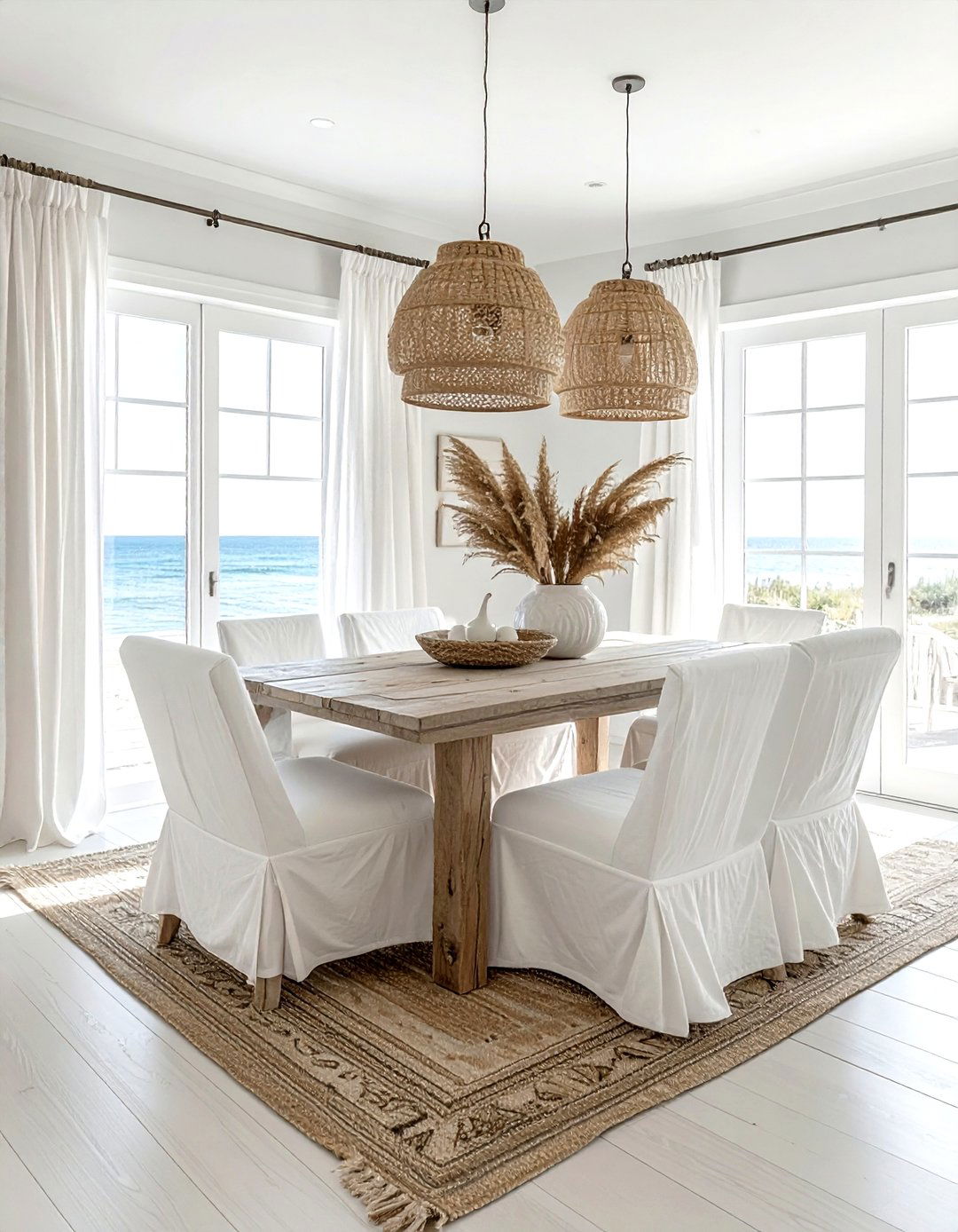 Coastal white dining room - 30 white and white dining room ideas