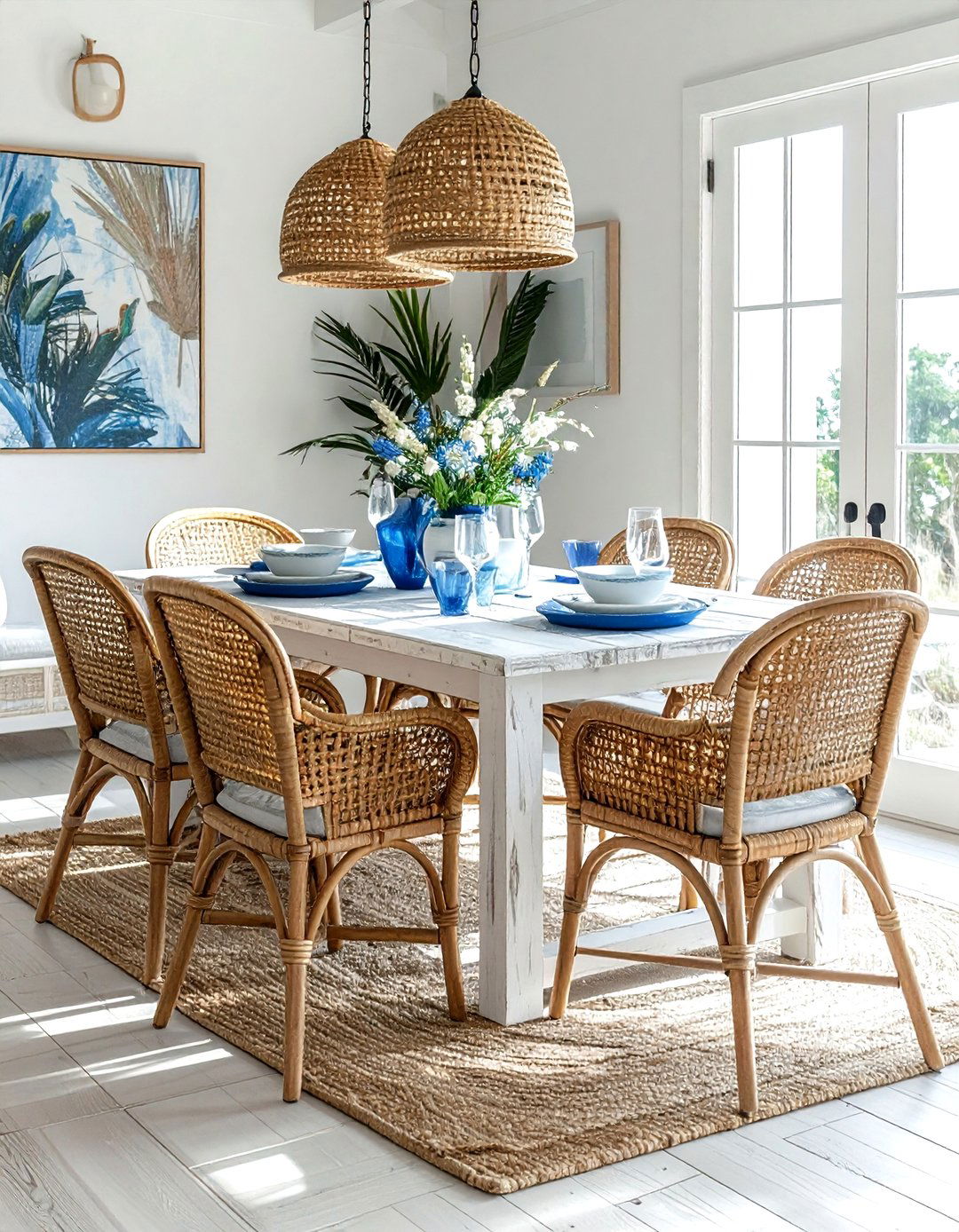 Coastal woven dining chair - 30 armless dining chair ideas