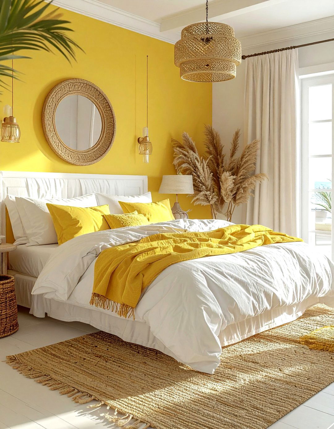 Coastal yellow and white bedroom - 30 yellow and white bedroom ideas