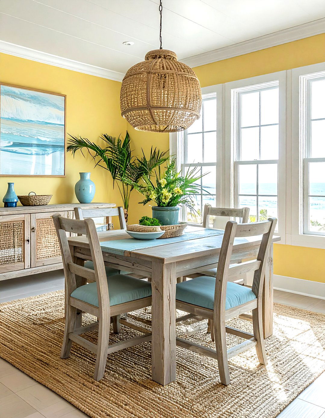 Coastal yellow dining room - 30 yellow dining room ideas