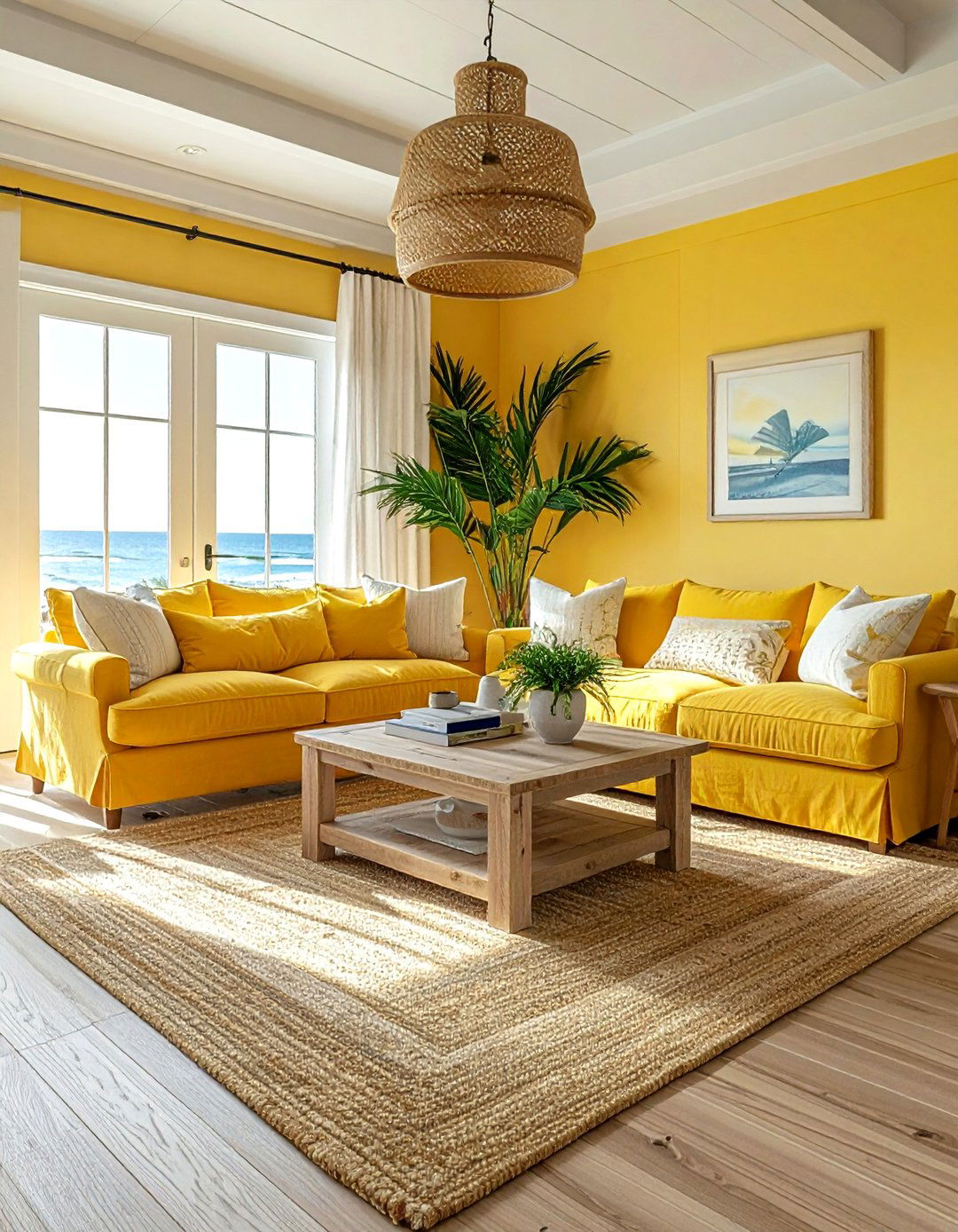 Coastal yellow living room - 30 bright yellow living room ideas