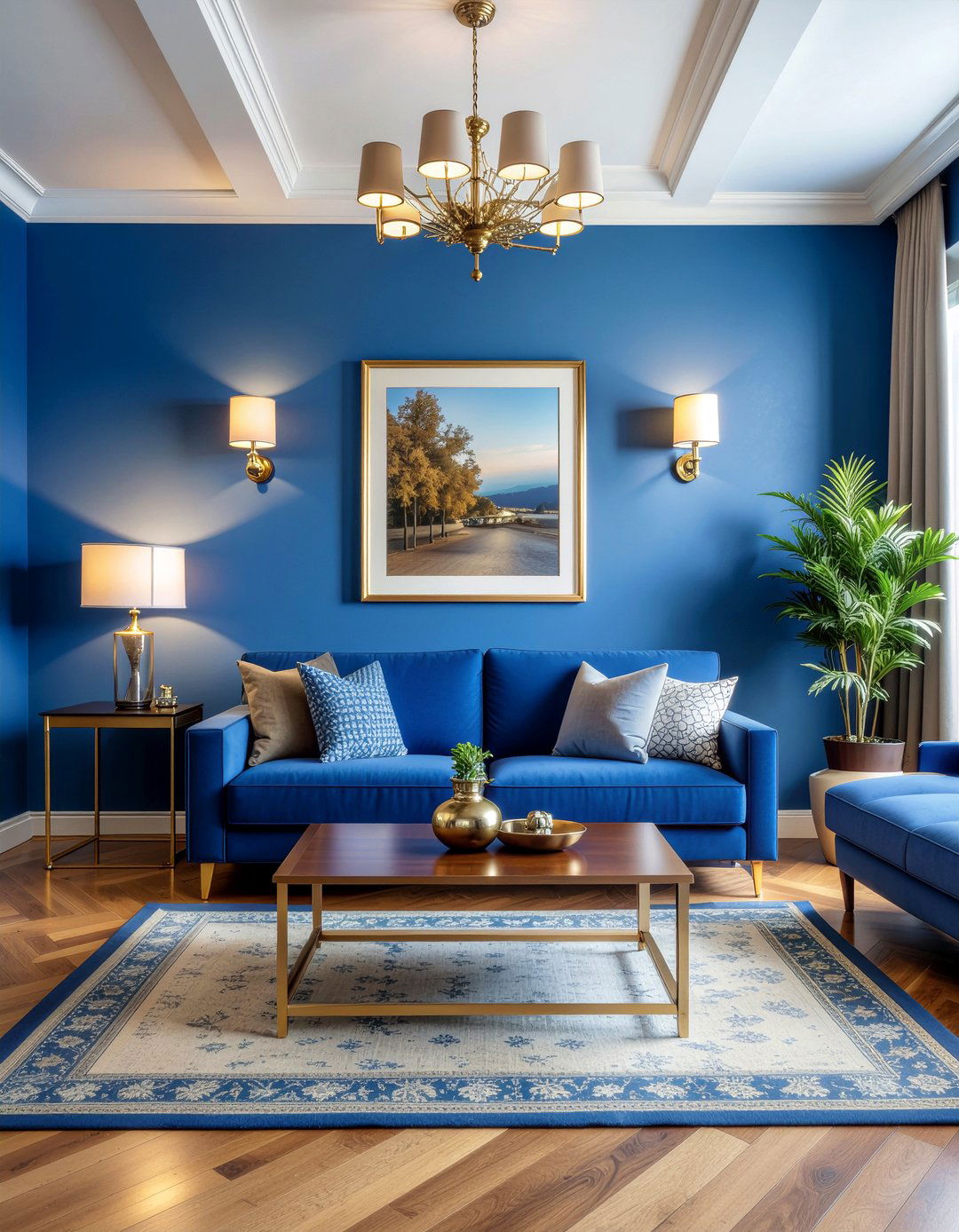 Cobalt Blue And Brass Accents - 30 cobalt living room ideas