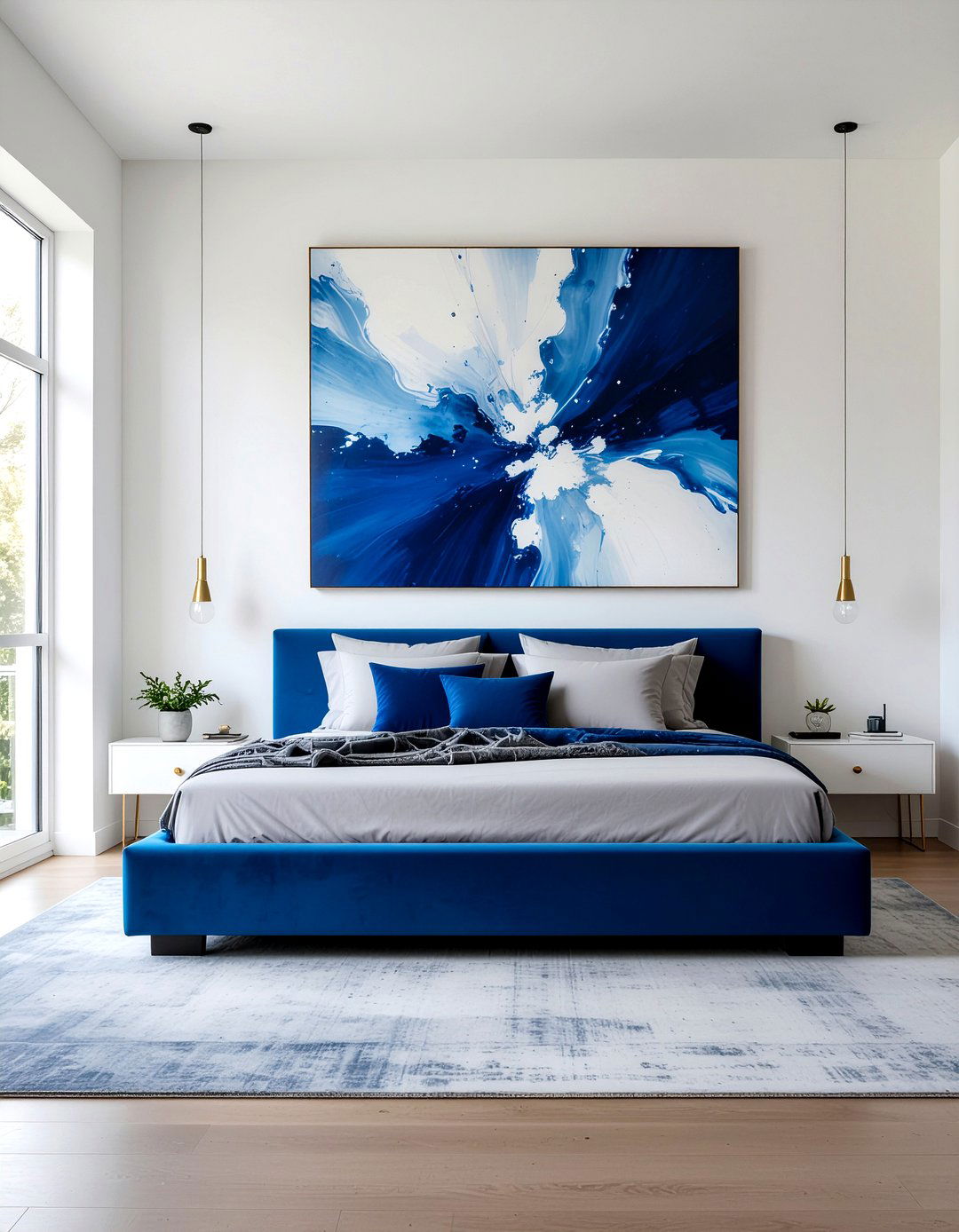 Cobalt Blue Bedroom Wall Art - 30 cool toned bedroom ideas