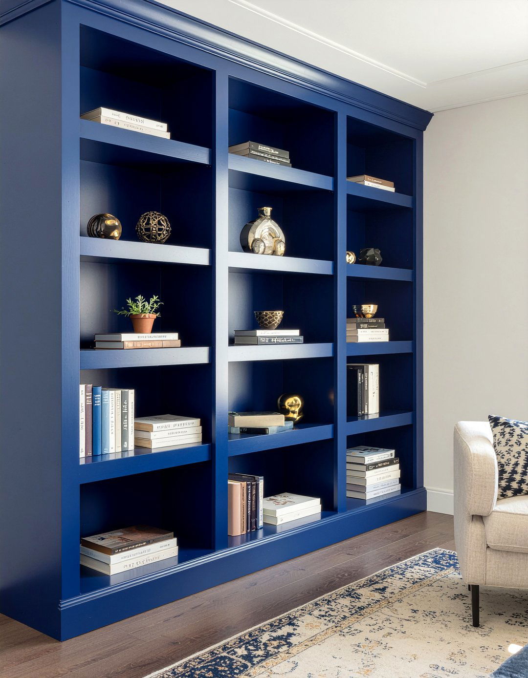 Cobalt Blue Built In Shelves - 30 cobalt living room ideas