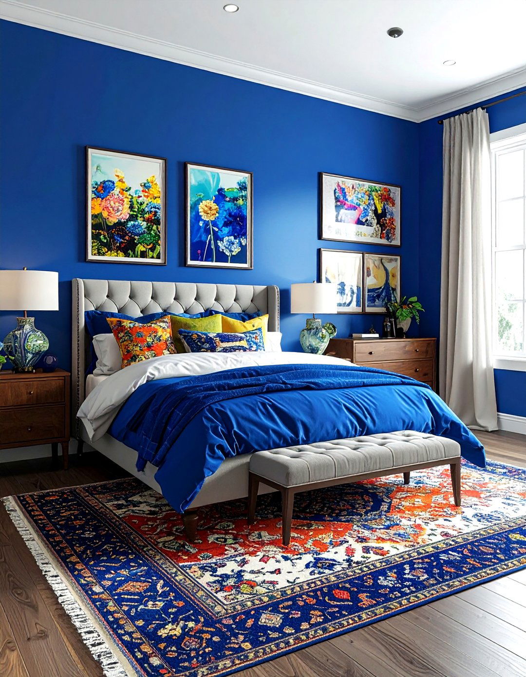 Cobalt Blue Eclectic Bedroom - 30 cool blue bedroom ideas