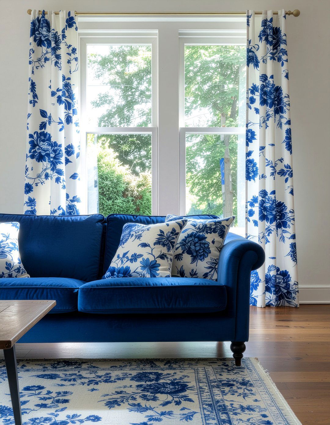 Cobalt Blue Floral Patterns - 30 cobalt living room ideas
