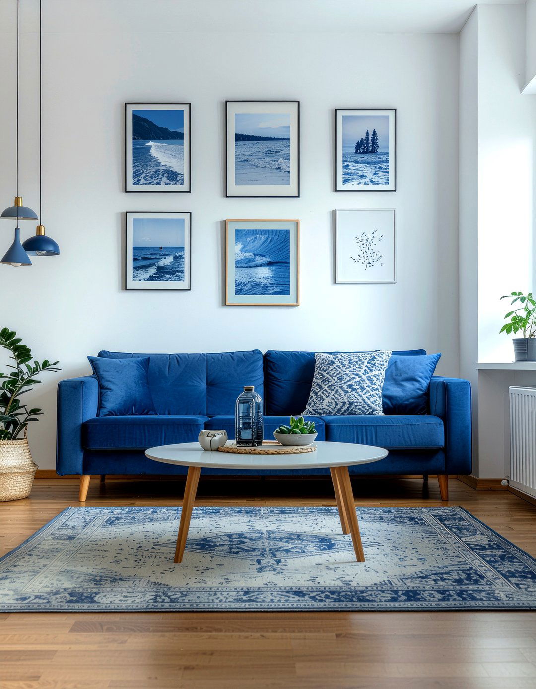 Cobalt Blue Gallery Wall - 30 cobalt living room ideas