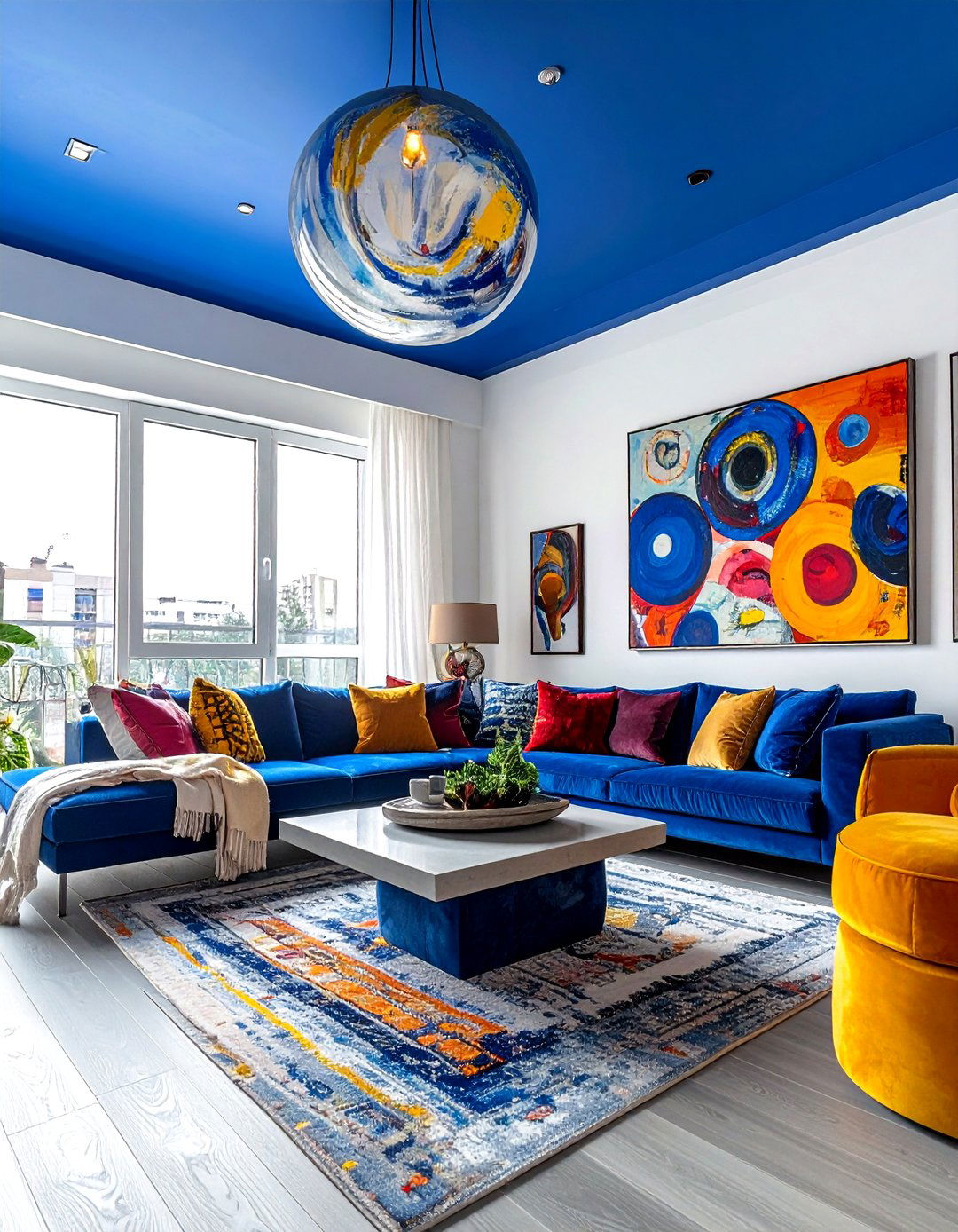 Cobalt Blue Living Room Ceiling - 30 living room blue ceiling ideas