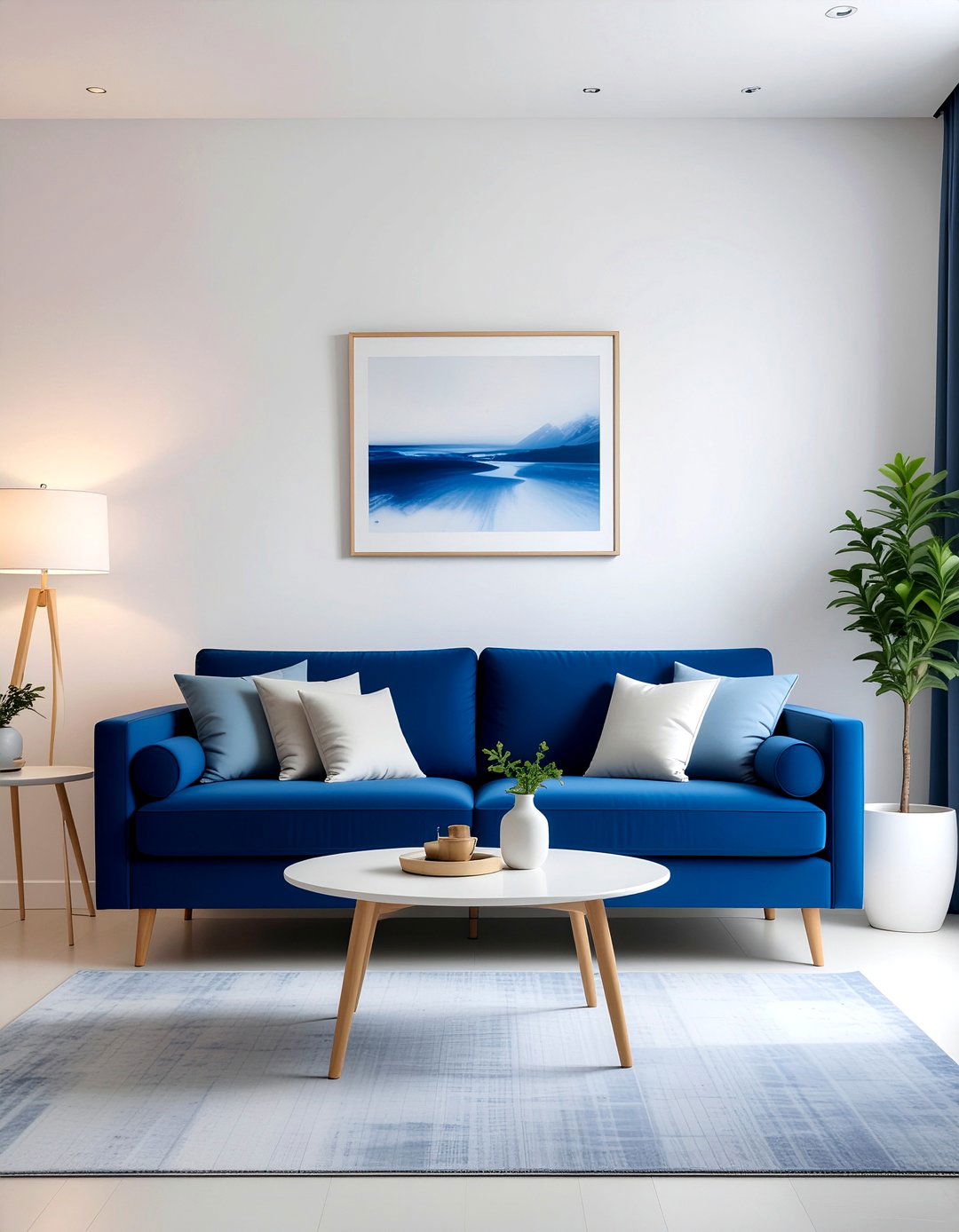 Cobalt Blue Minimalist Living Room - 30 cobalt living room ideas