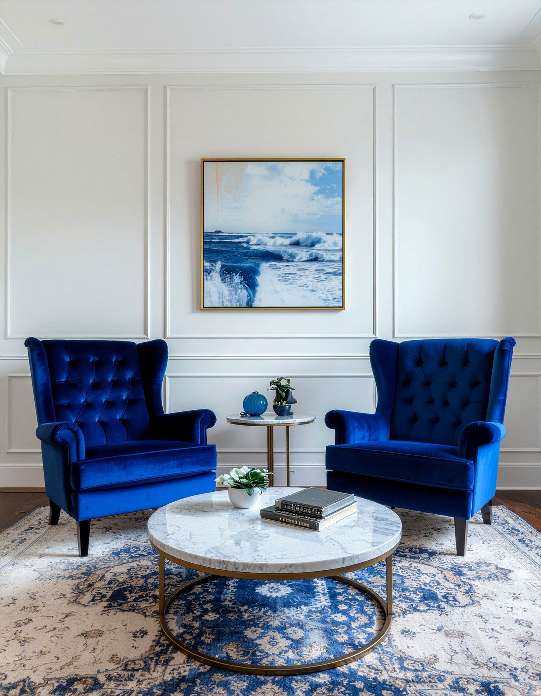 Cobalt Blue Statement Chairs - 30 cobalt living room ideas