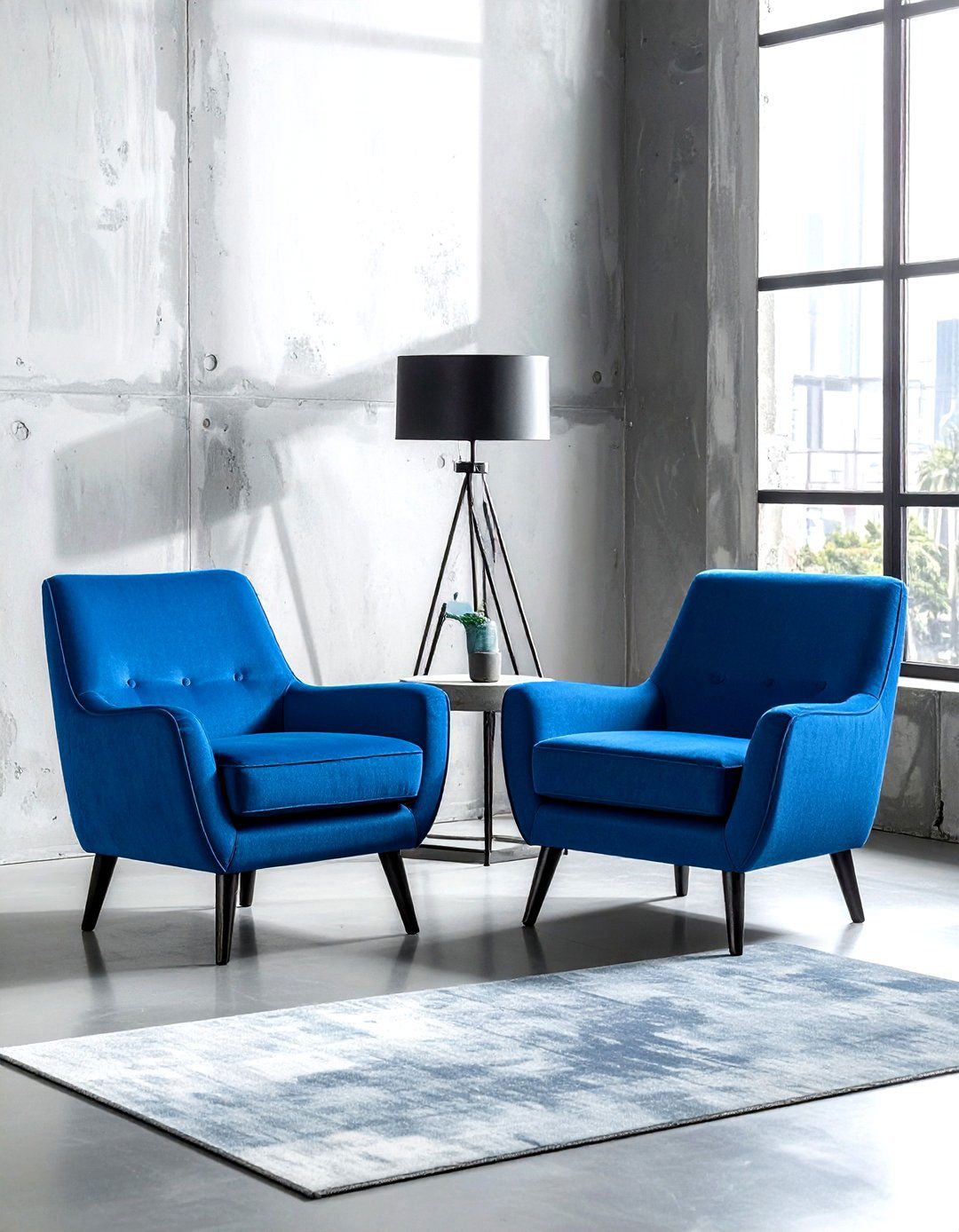 Cobalt blue accent chair living room - 30 industrial blue living room ideas