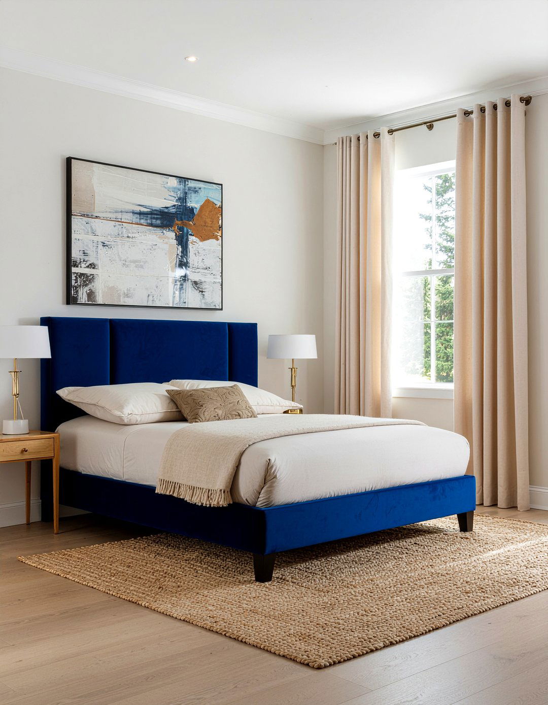 Cobalt blue and beige bedroom - 30 cobalt bedroom ideas