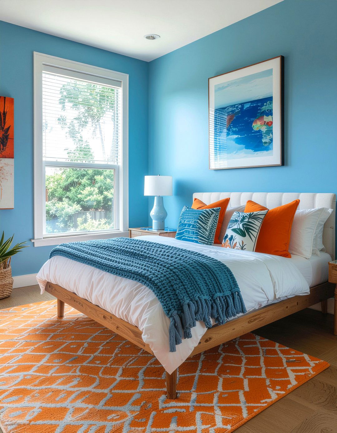 Cobalt blue and orange bedroom - 30 cobalt bedroom ideas