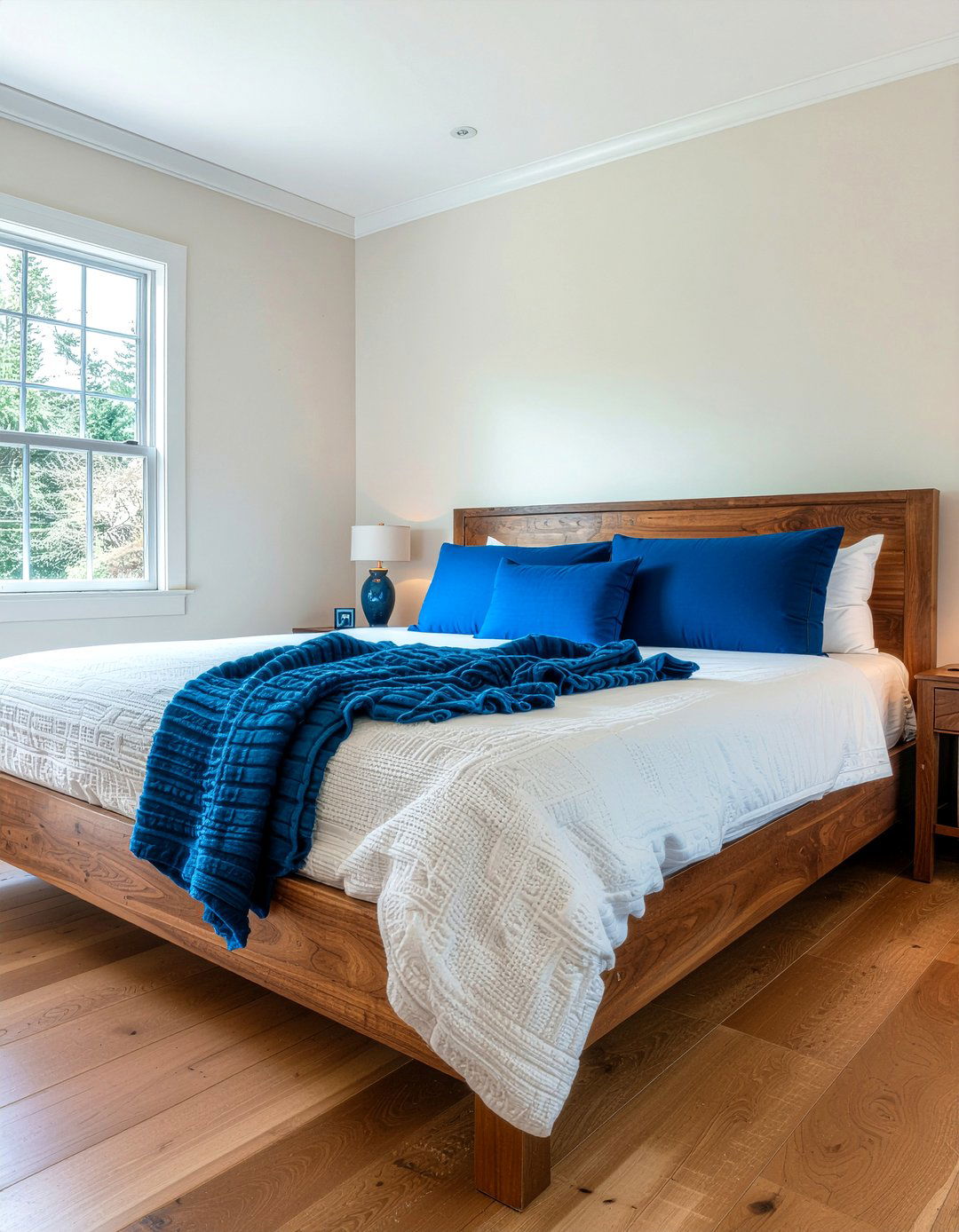 Cobalt blue and wood bedroom - 30 cobalt bedroom ideas