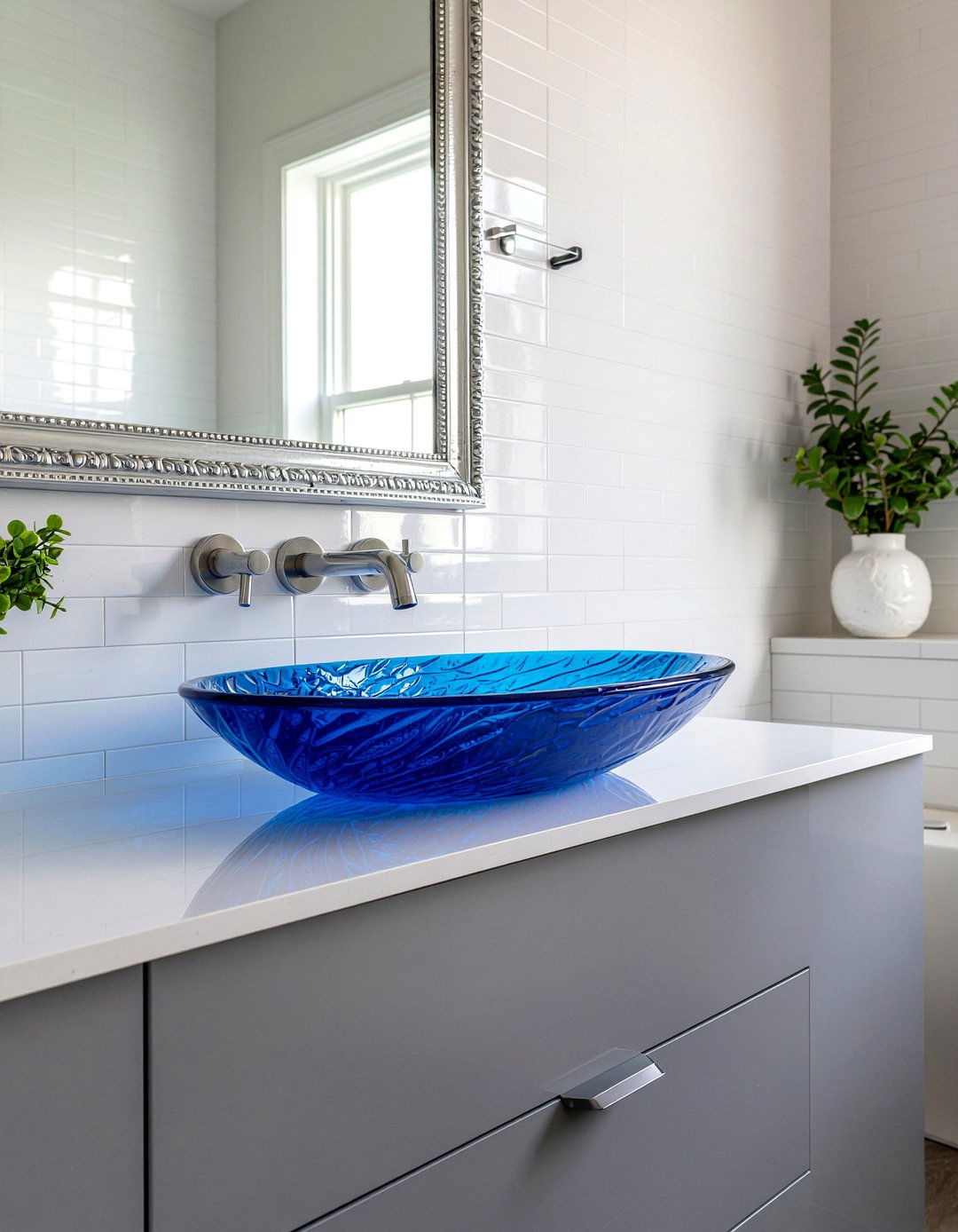 Cobalt blue glass sink - 30 glass sink ideas