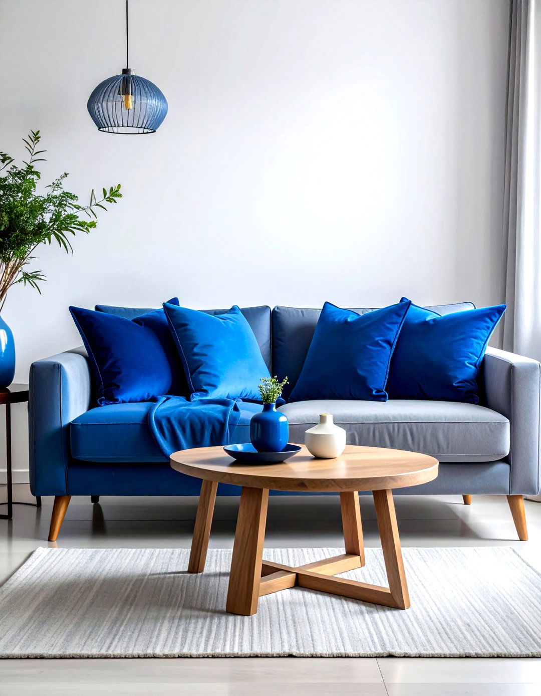 Cobalt blue living room accents - 30 minimalist blue living room ideas