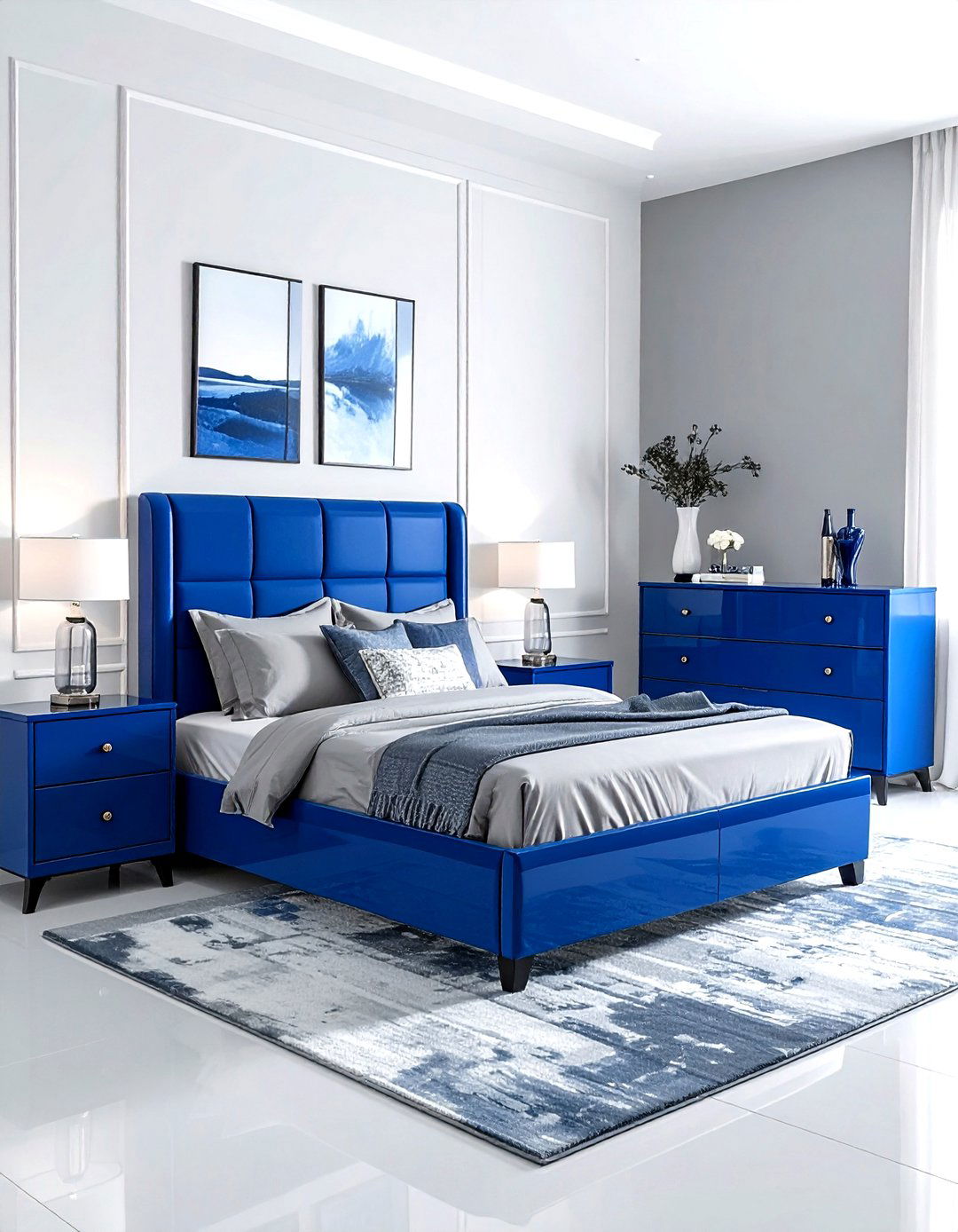 Cobalt blue modern furniture - 30 modern blue bedroom ideas