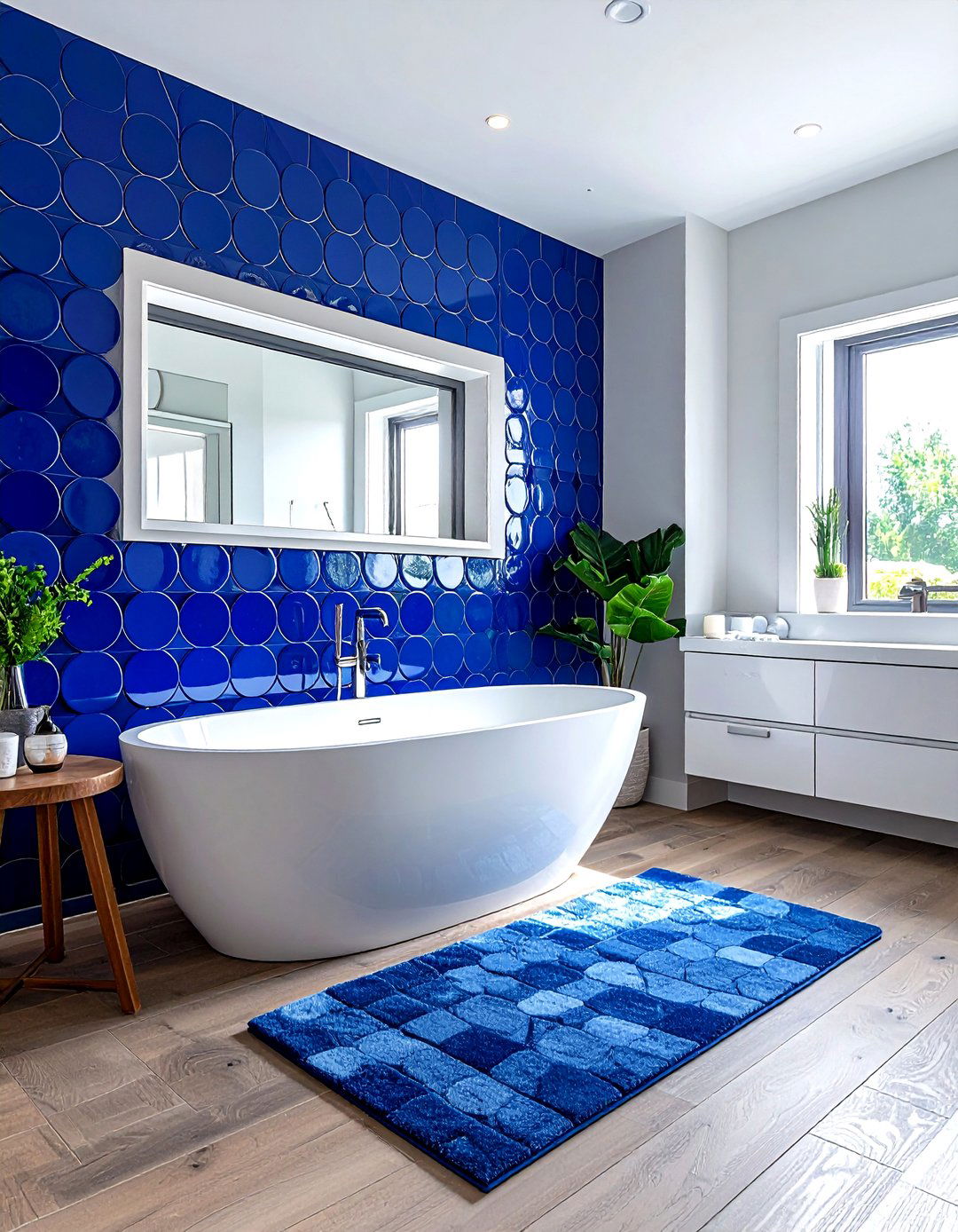 Cobalt blue penny tile bathroom - 30 penny round tile bathroom ideas
