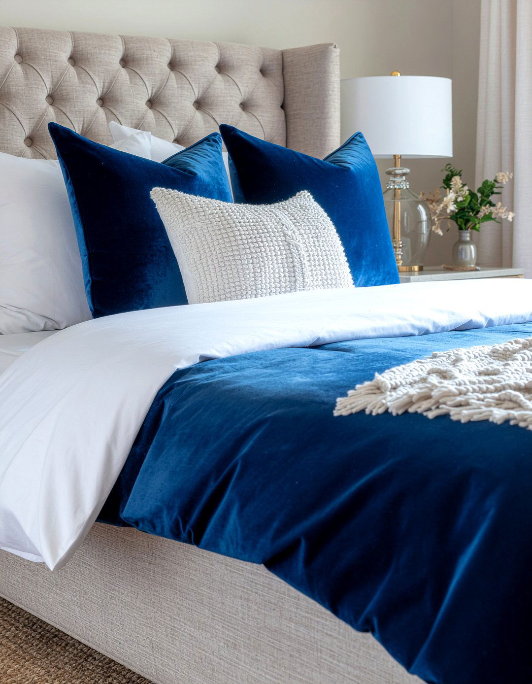 Cobalt blue throw pillows - 30 cobalt bedroom ideas