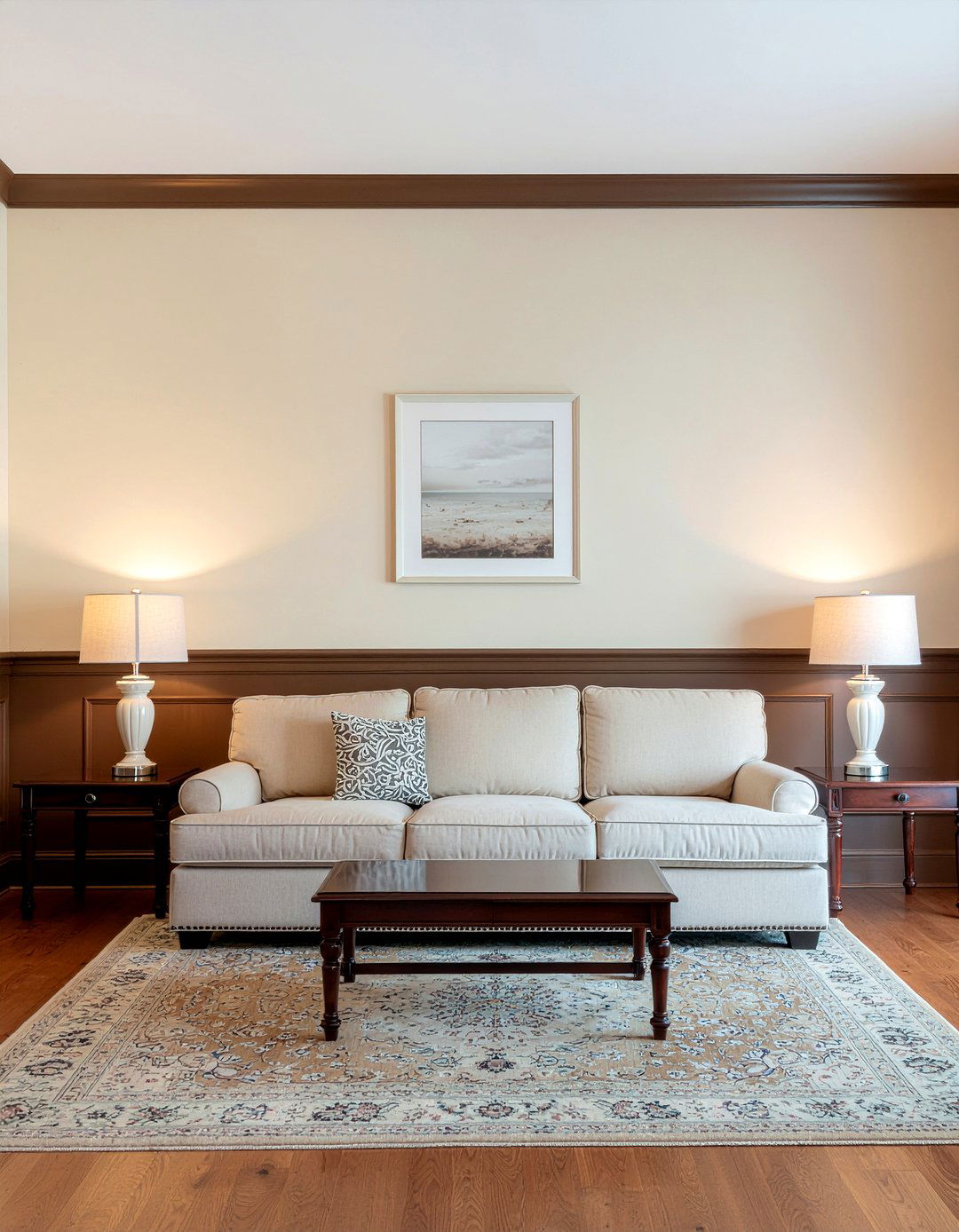 Coffee Brown And Cream Living Room Wall - 30 living room two tone walls