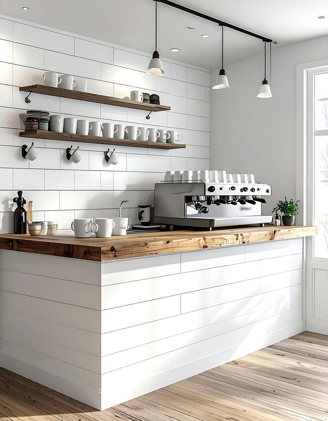 Coffee bar shiplap - 30 kitchen shiplap ideas