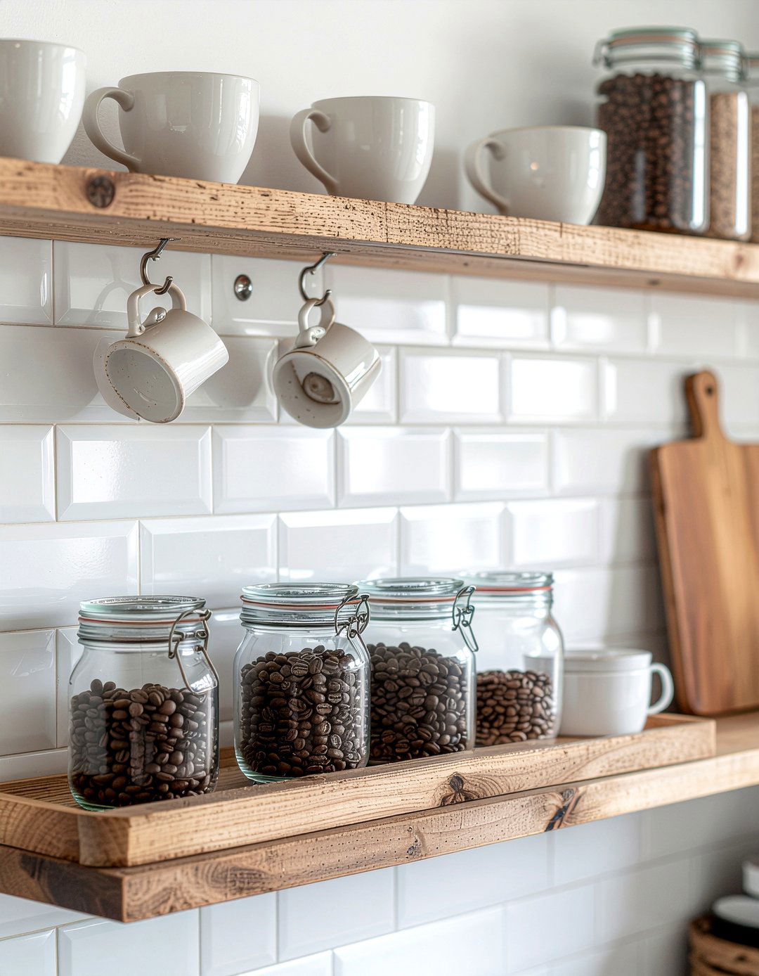 Coffee station accessory - 30 floating shelf decor ideas