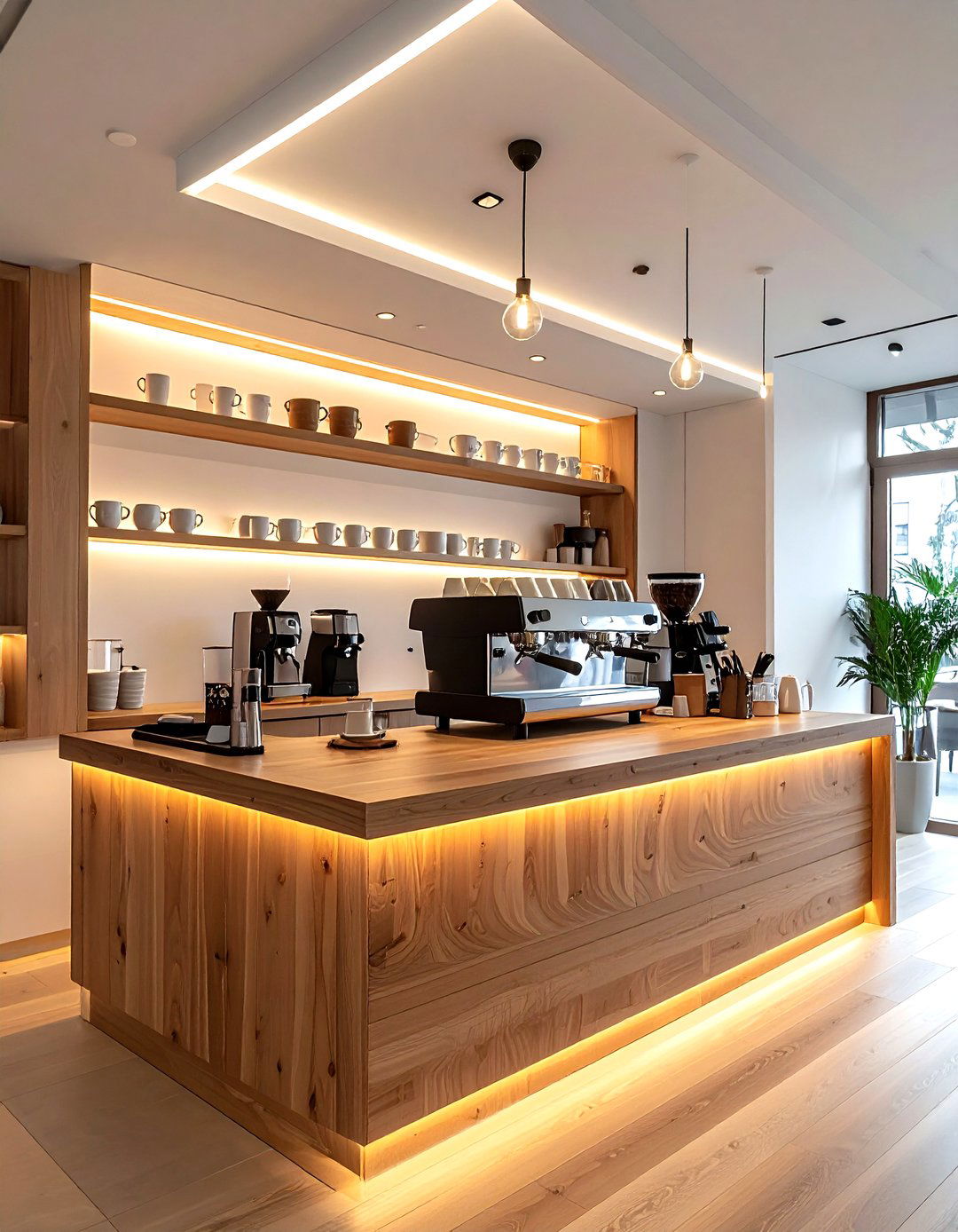 Coffee station lights - 30 LED light decor ideas