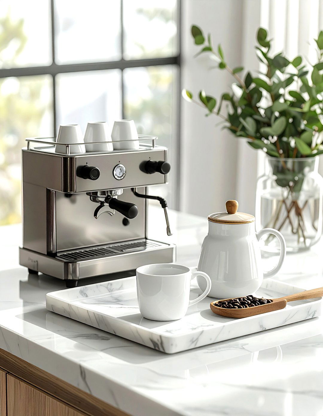 Coffee station tray - 30 kitchen storage hacks