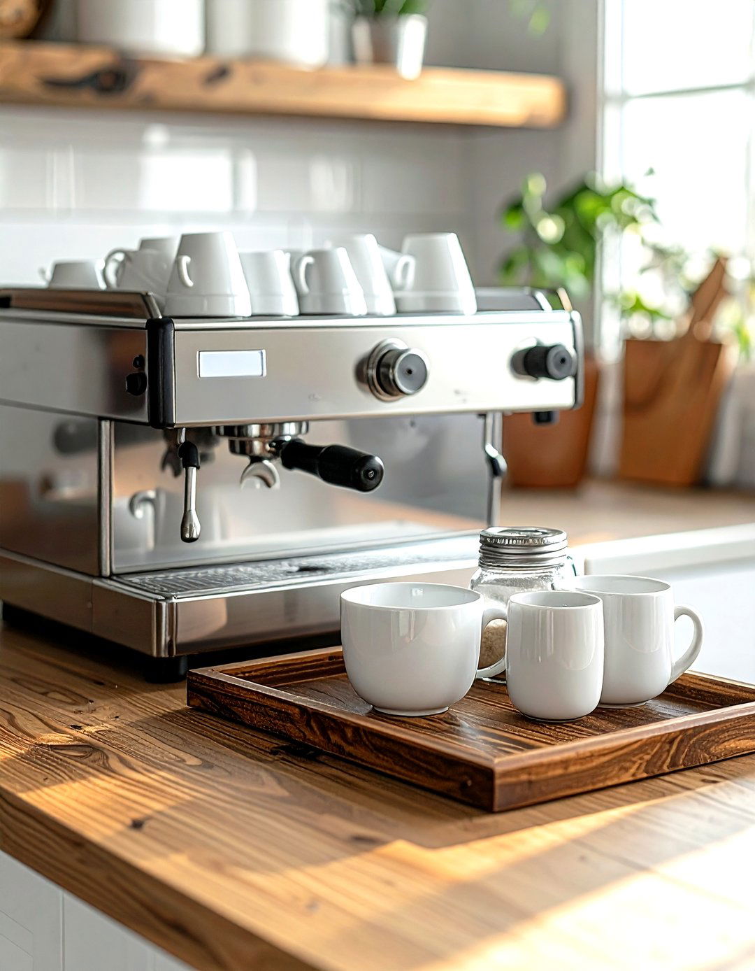 Coffee station with wood tray - 30 kitchen warm settings