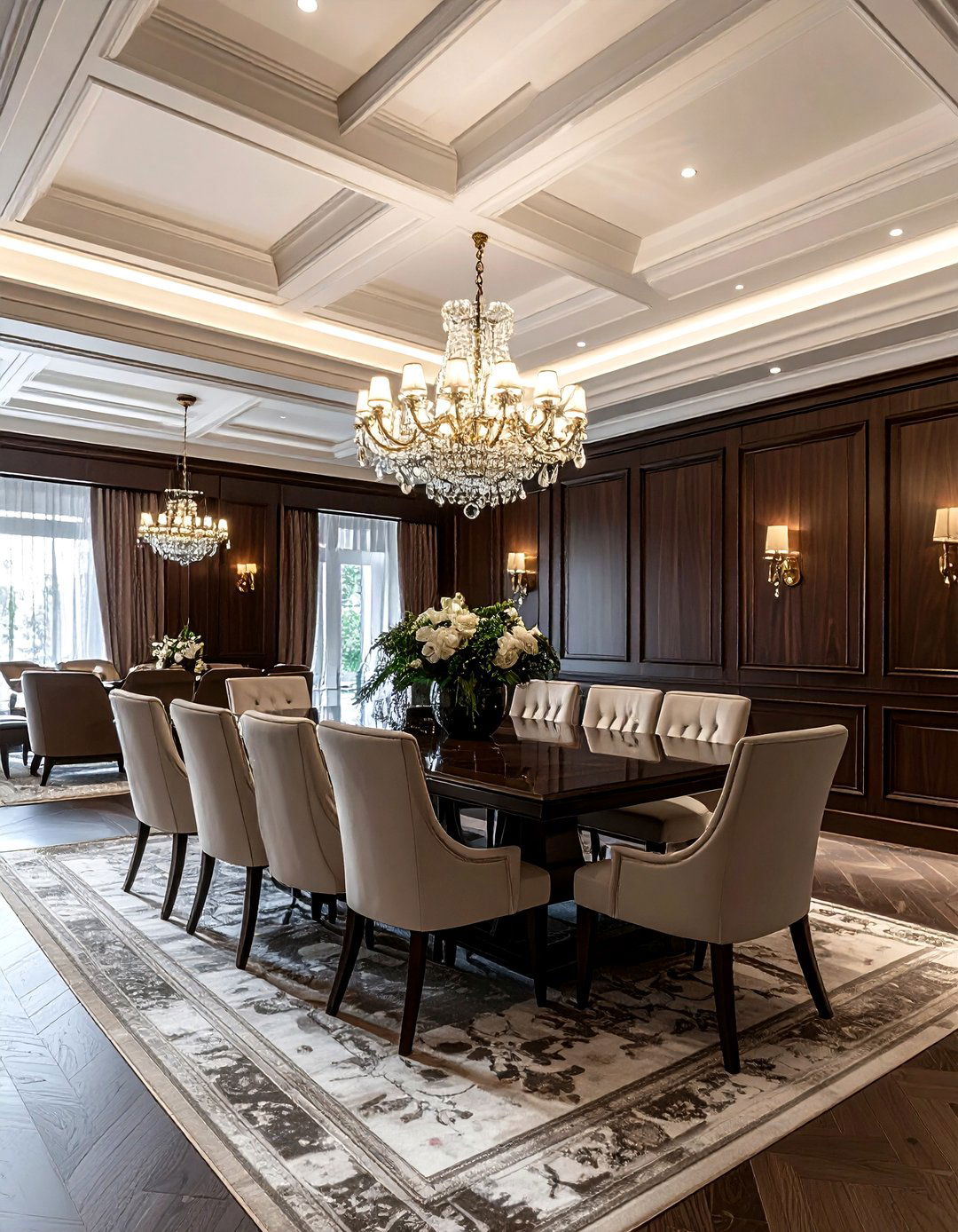 Coffered Ceiling Dining - 30 regal dining room ideas