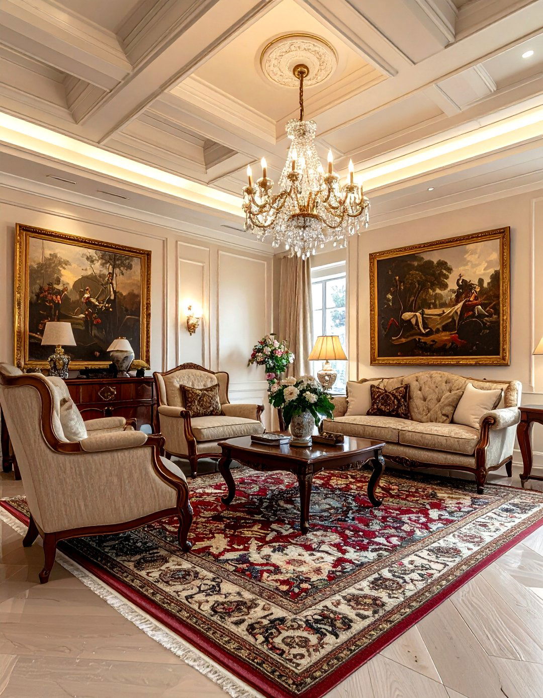 Coffered ceiling beams - 30 living room beam ideas