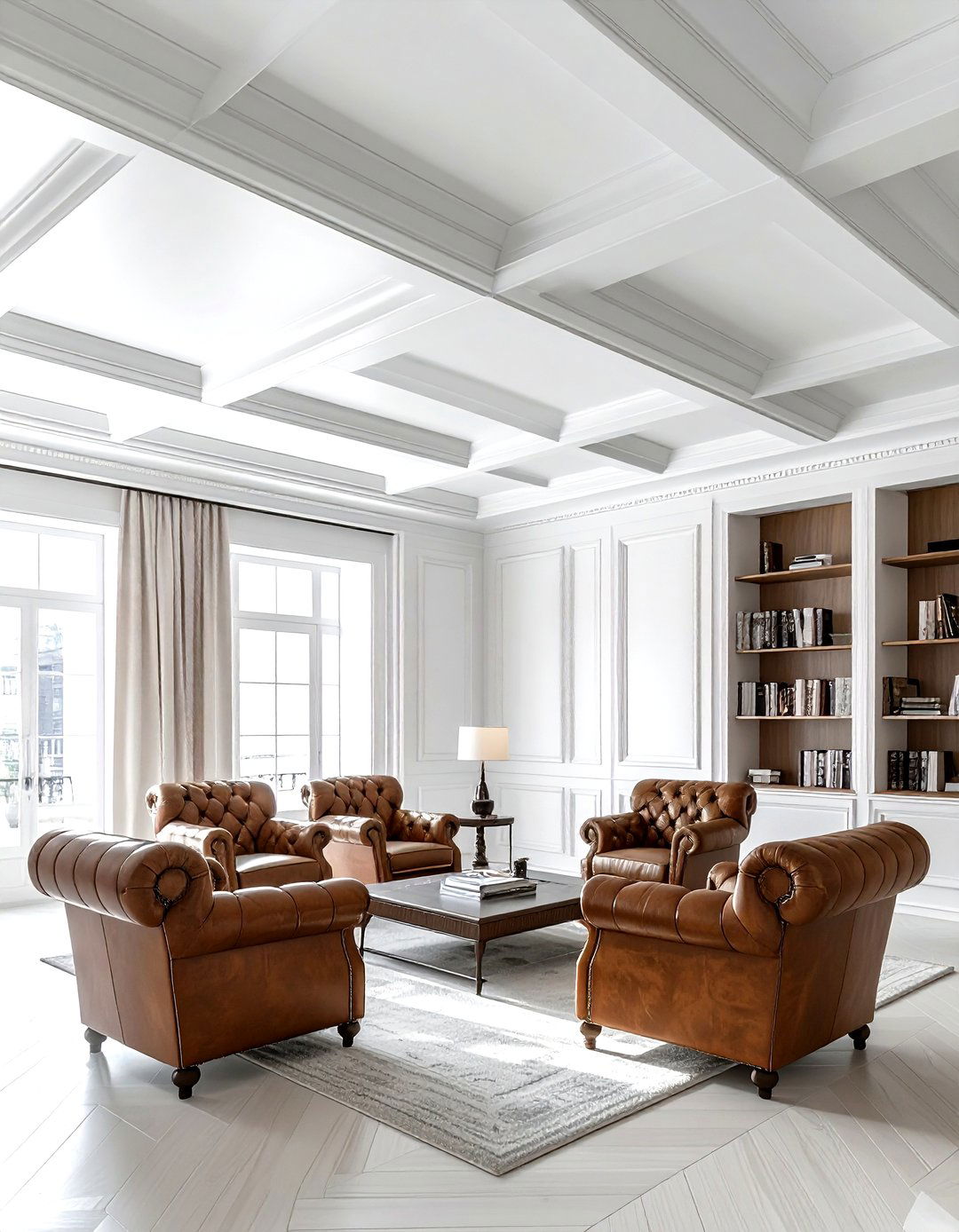 Coffered ceiling with smooth panels - 30 living room smooth ceiling ideas