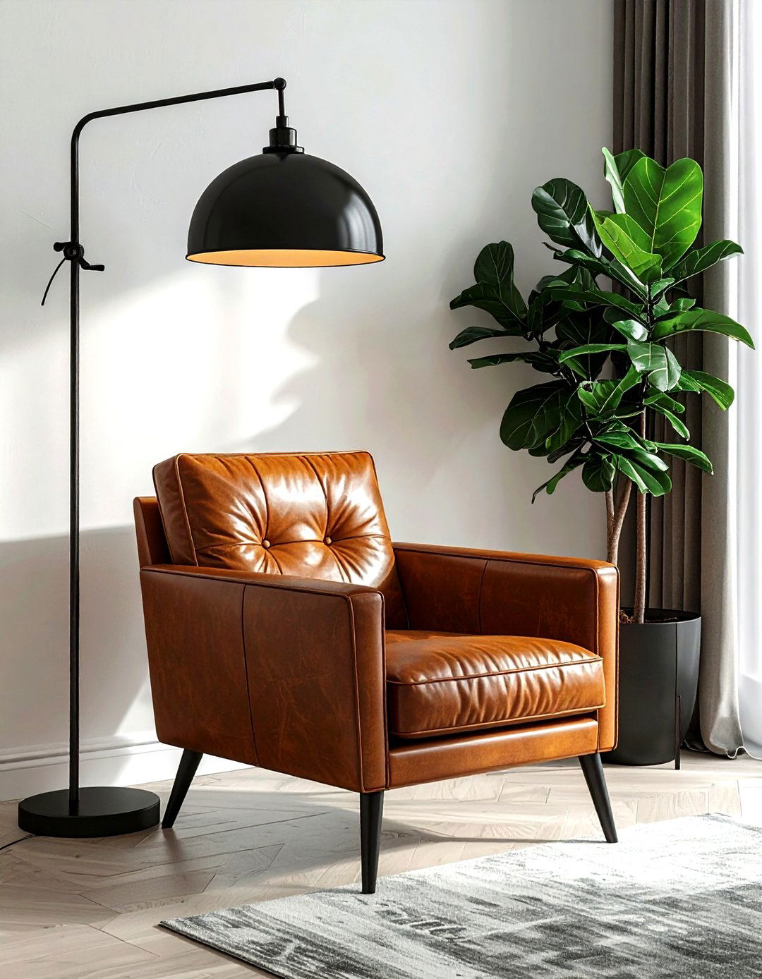 Cognac Leather Accent Chair - 30 brown decor ideas