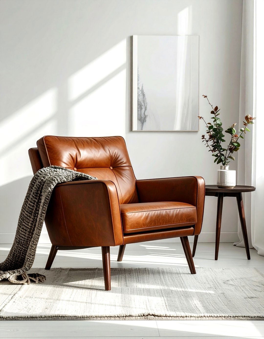 Cognac leather chair - 30 high-end decor ideas