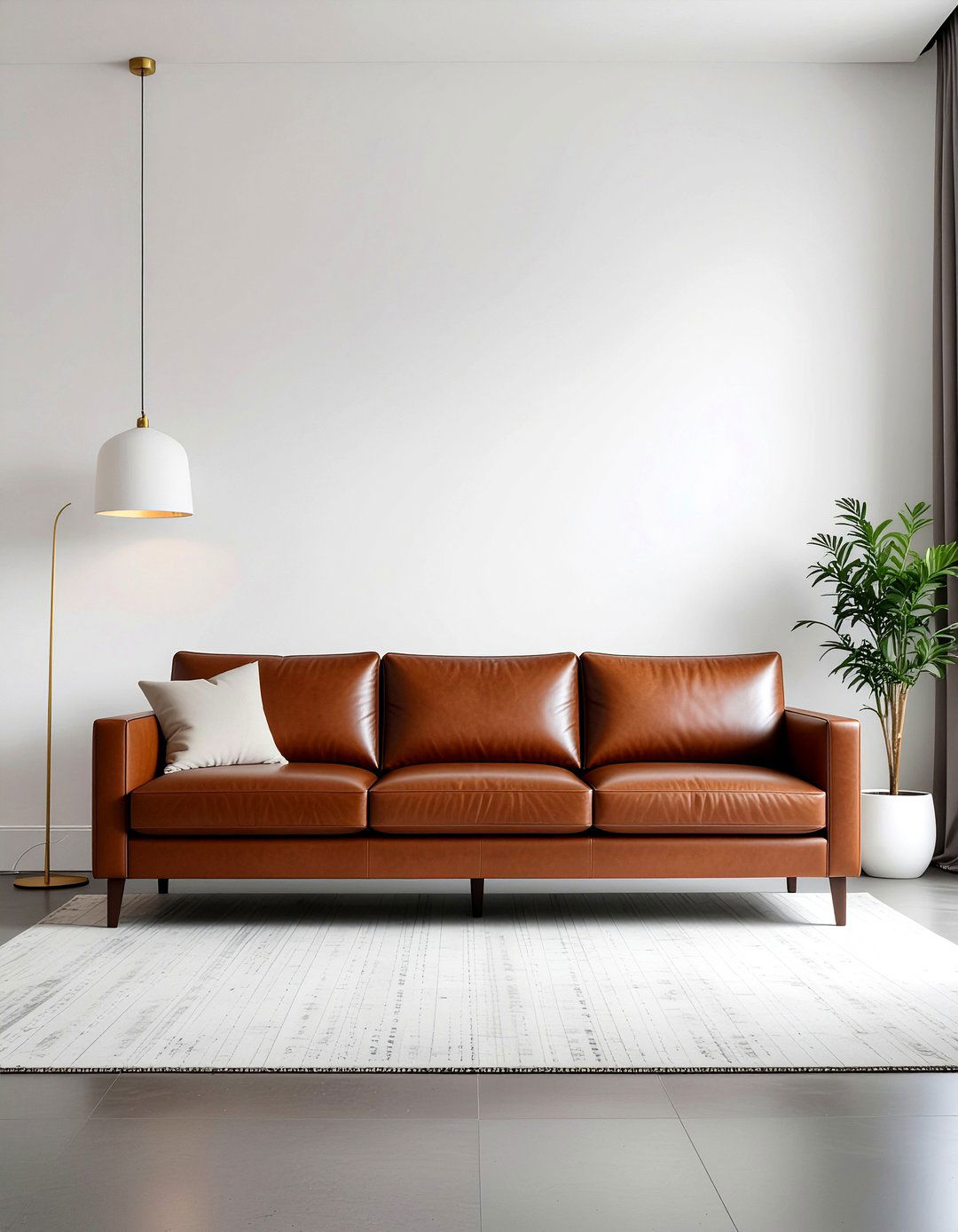 Cognac leather sofa white walls - 30 leather sofa living room ideas