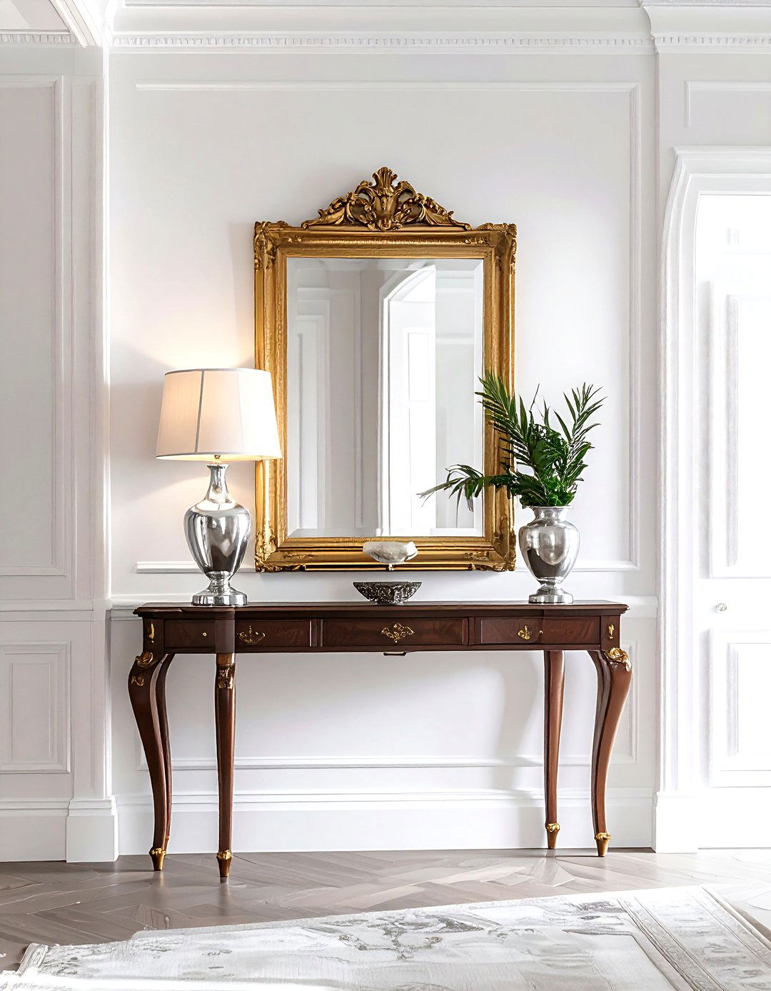 Colonial entryway with console table - 30 colonial home decor ideas