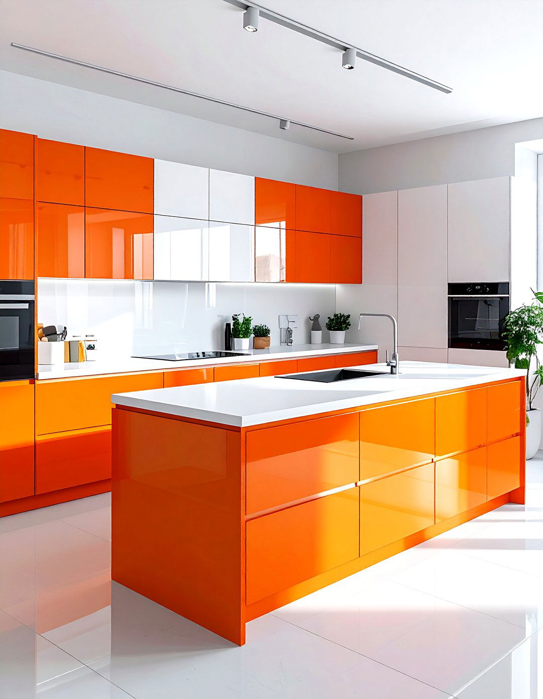 Color Block Kitchen - 30 orange and white kitchen ideas