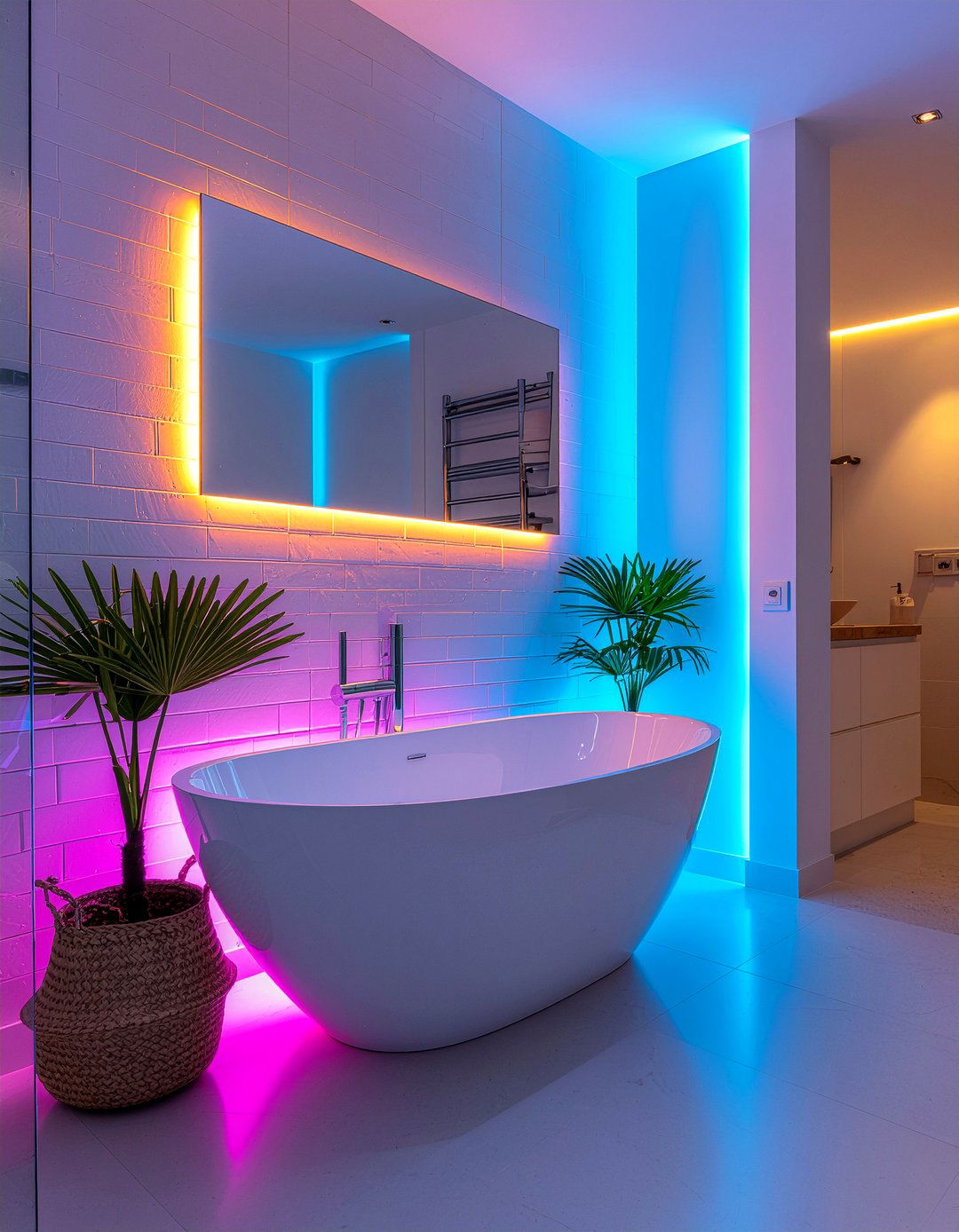 Color Changing LED Mirror - 30 LED bathroom mirror ideas