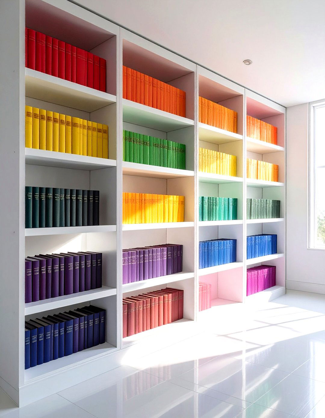 Color Coded Bookshelf - 30 bookshelf decor ideas