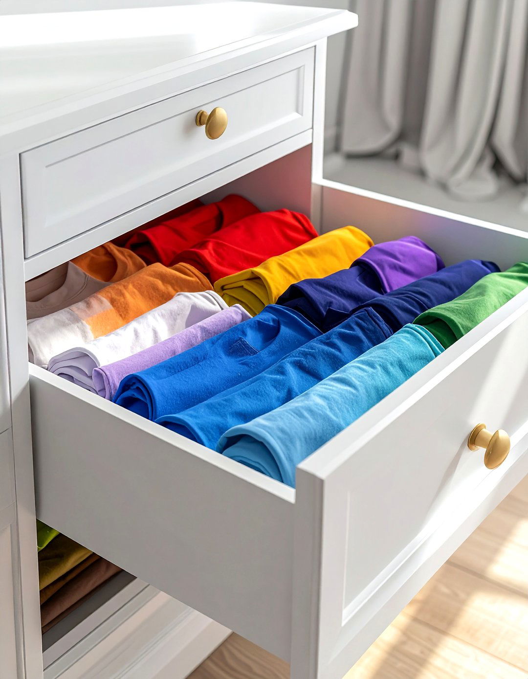 Color Coded Clothing Arrangement - 30 bedroom drawer organization ideas