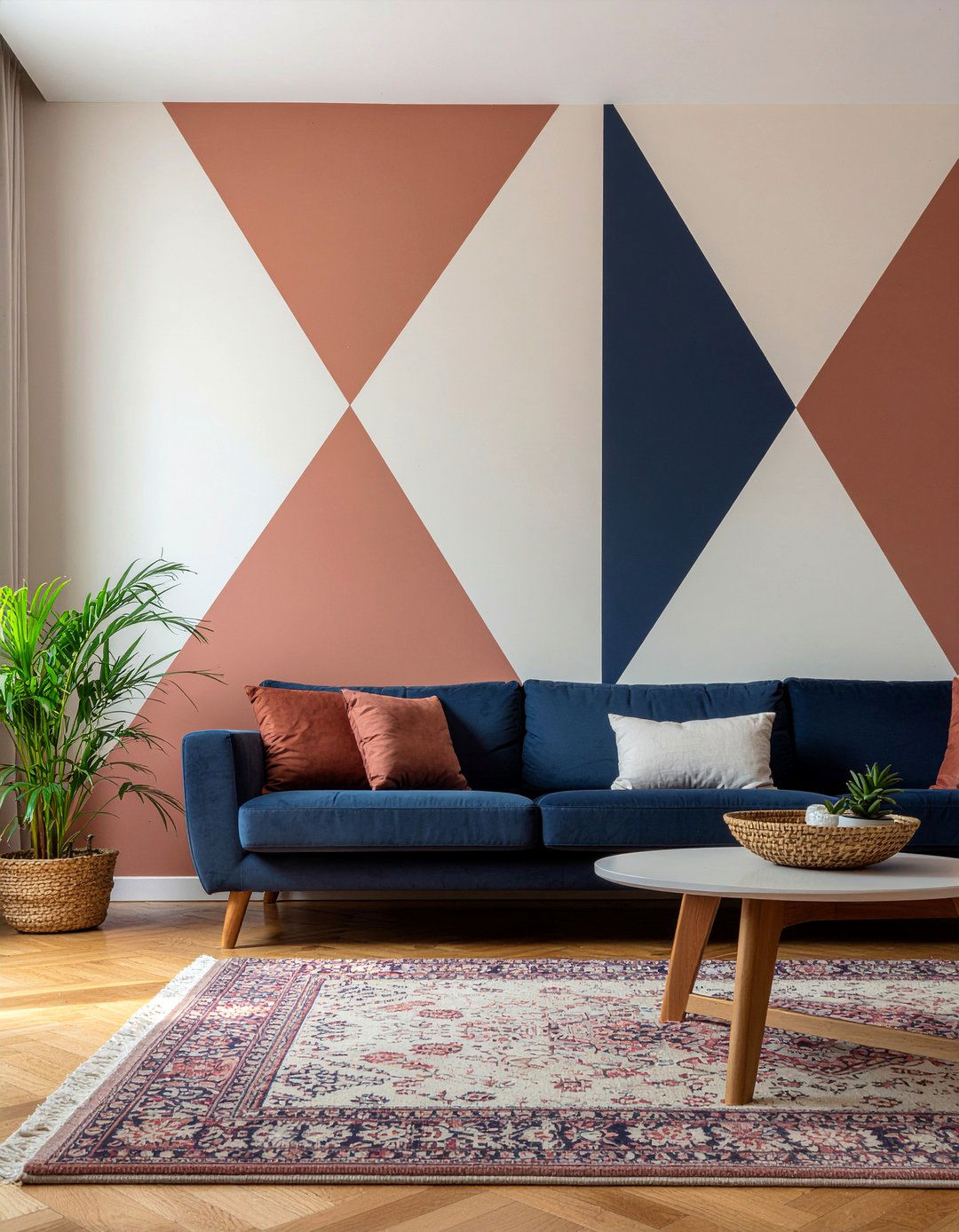 Color block living room wall - 30 colorful living room ideas