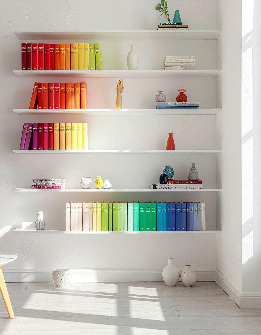 Color coded bookshelf - 30 living room bookshelf styling ideas