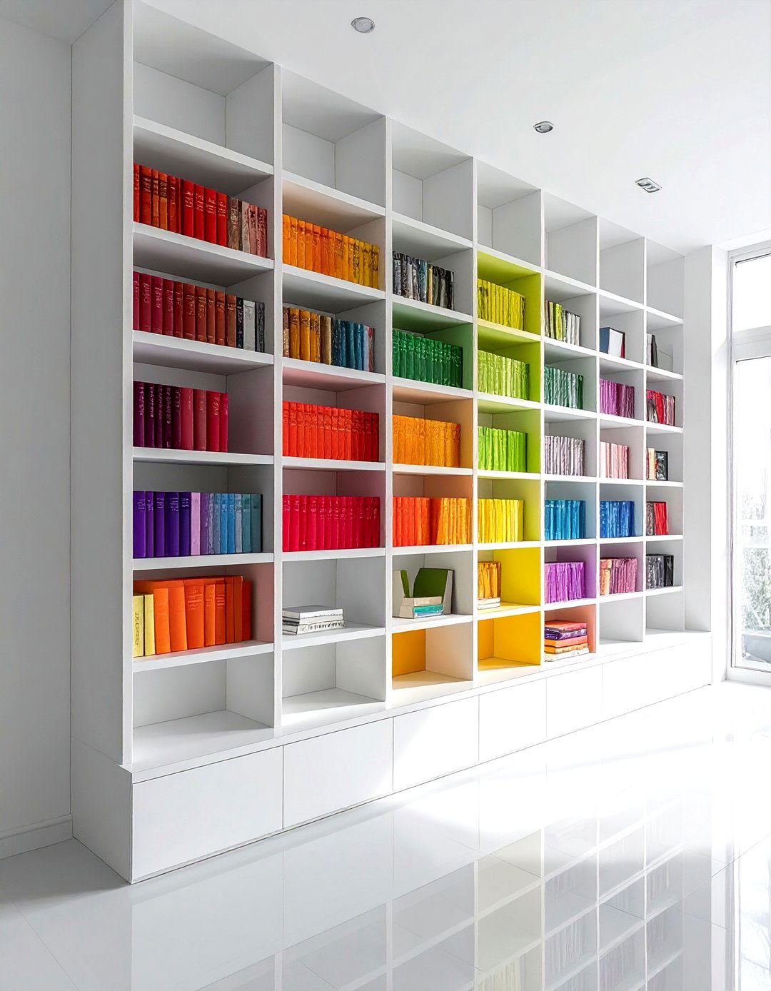 Color coordinated bookshelves - 30 book styling ideas