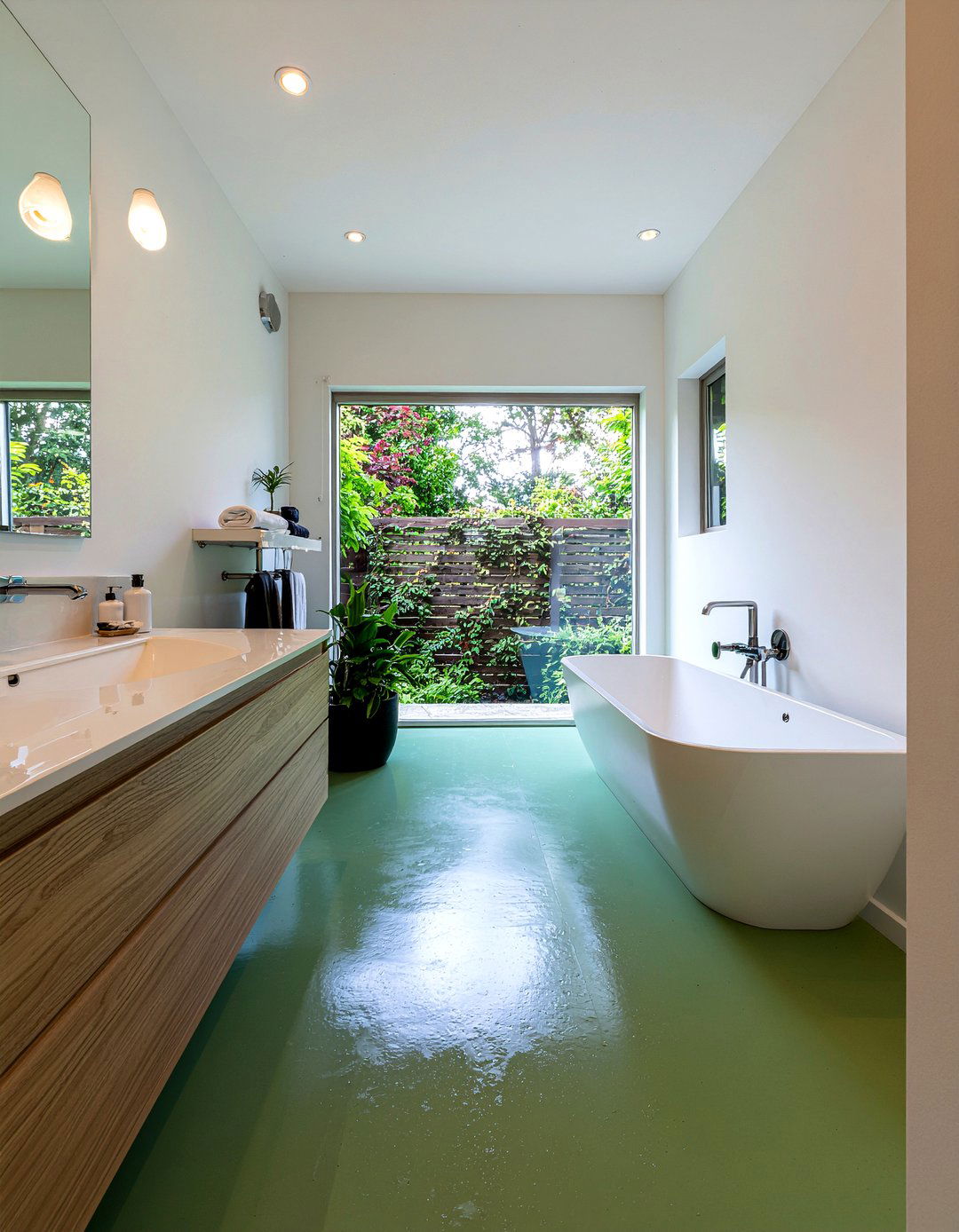 Colored Concrete Bathroom - 30 bathroom concrete floor ideas