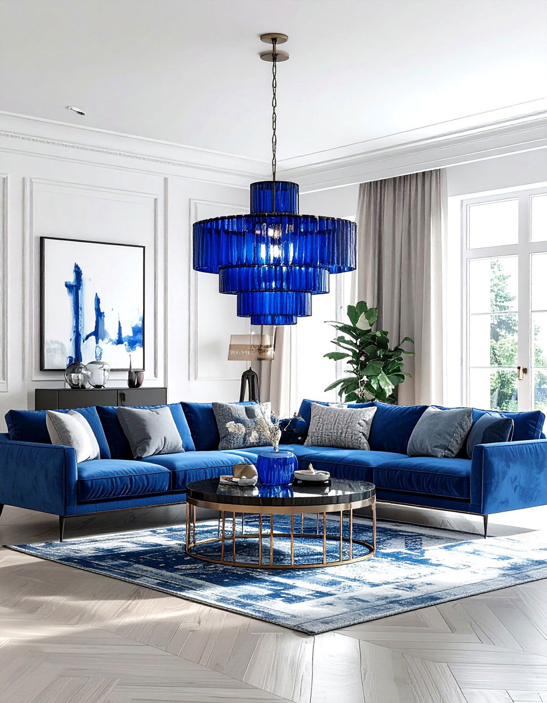 Colored Glass Chandelier - 30 living room chandelier ideas