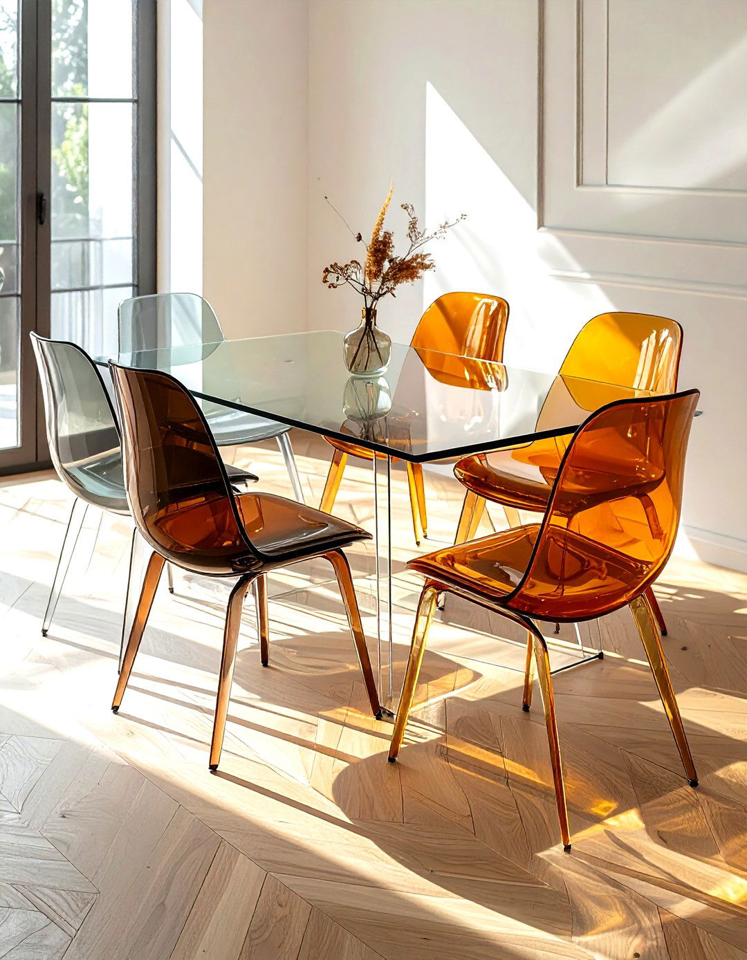 Colored Glass Dining Chairs - 30 glass dining room ideas