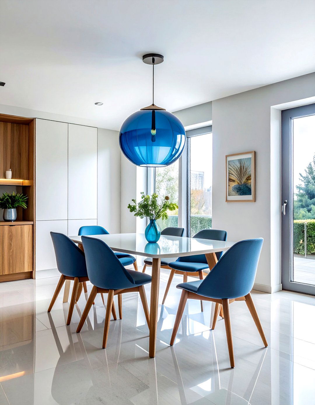 Colored Glass Globe - 30 single pendant dining room ideas